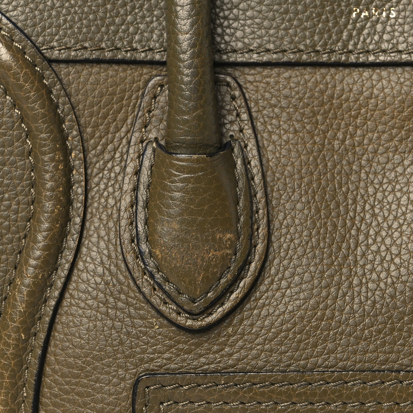 Drummed Calfskin Nano Luggage Dark Olive