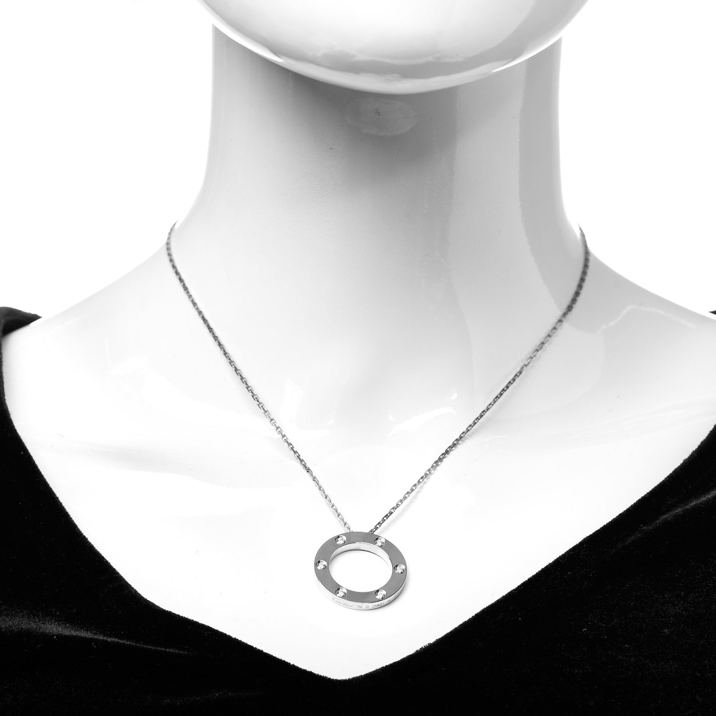 18K White Gold 6 Diamonds LOVE Pendant Necklace