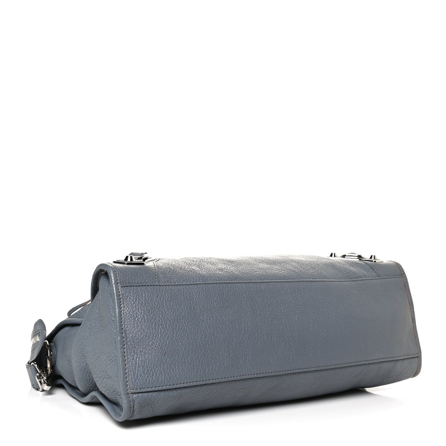 Chevre Silver Metallic Edge Hardware City Bleu Acier