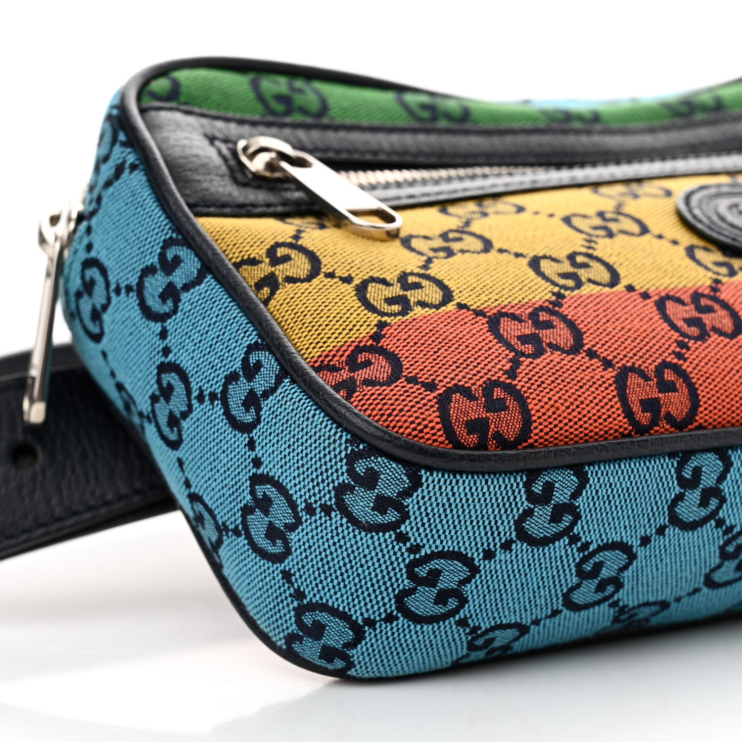Gucci Monogram Multicolor Retro Interlocking G Belt Bag 95 38 Blue Rainbow Light Blue 9 of 10