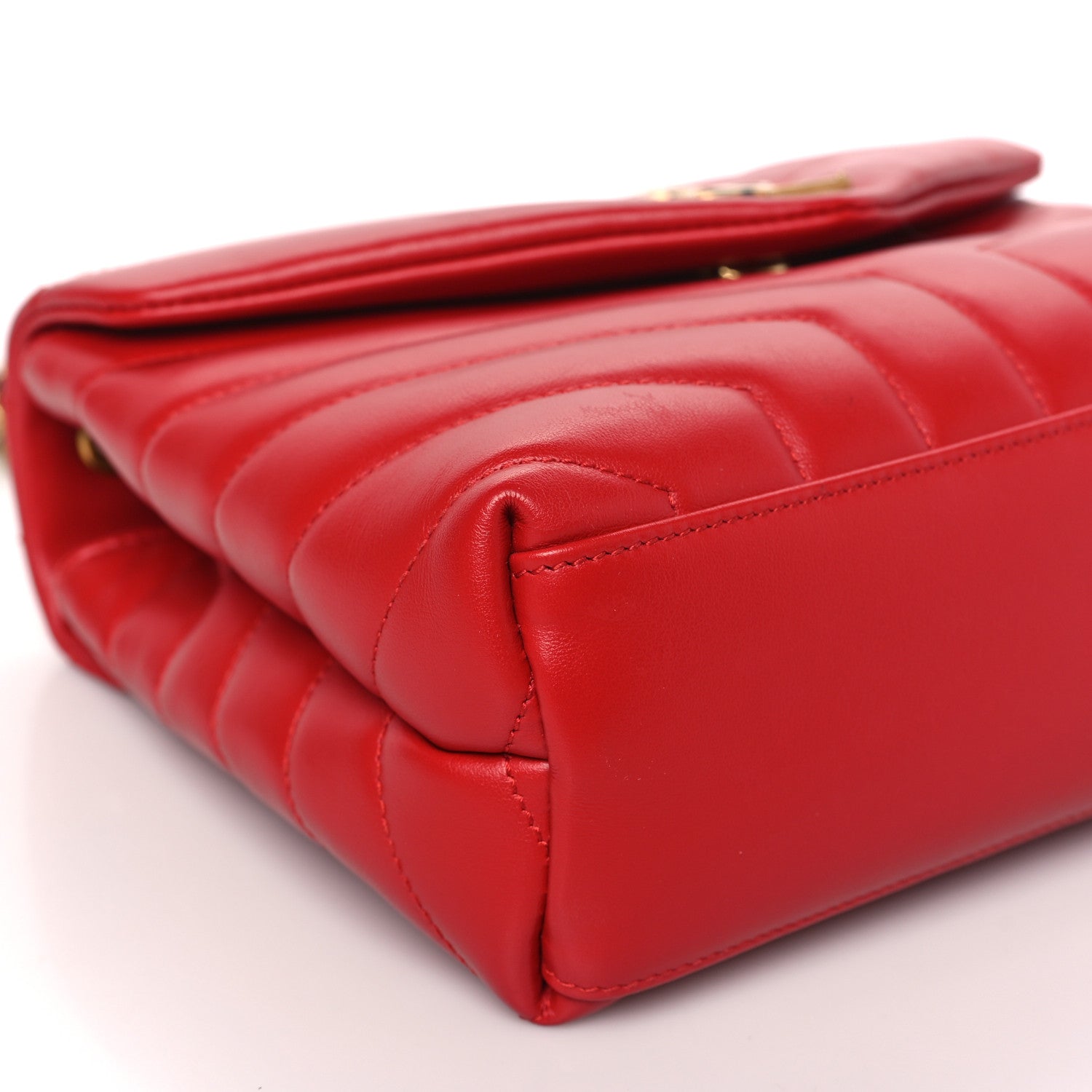 Saint Laurent SAINT LAURENT Calfskin Y Quilted Monogram Loulou Chain Satchel Red 7 of 9