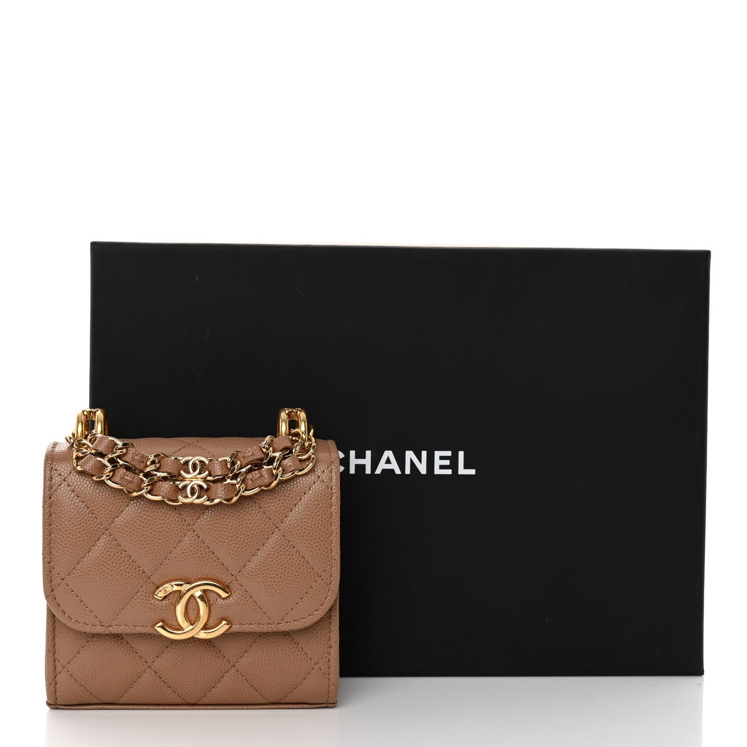 Chanel Caviar Quilted Coco First Clutch With Chain Beige 11 of 11