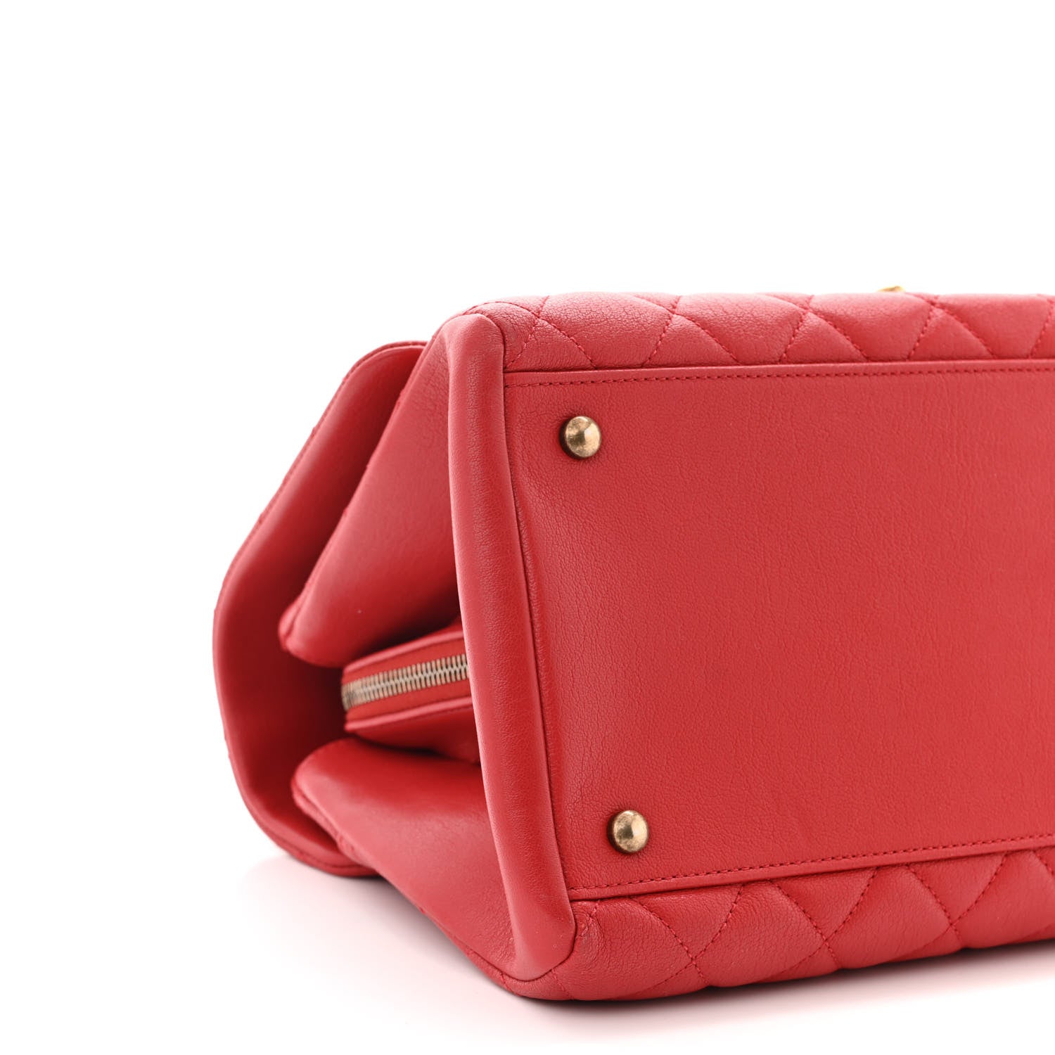 Chanel Shiny Sheepskin Quilted Large Trapezio Flap Red 9 of 11