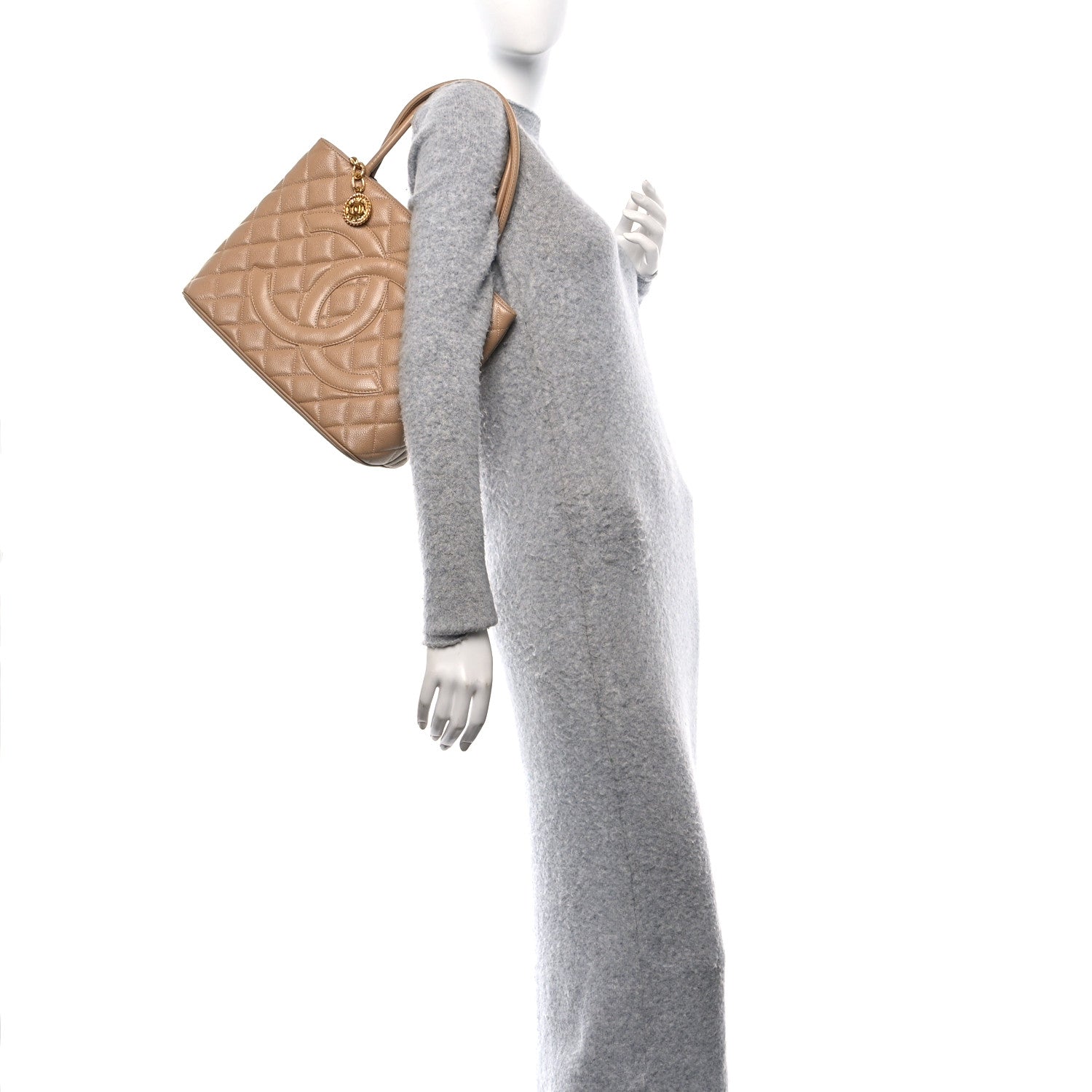 Chanel Caviar Quilted Medallion Tote Beige 2 of 13