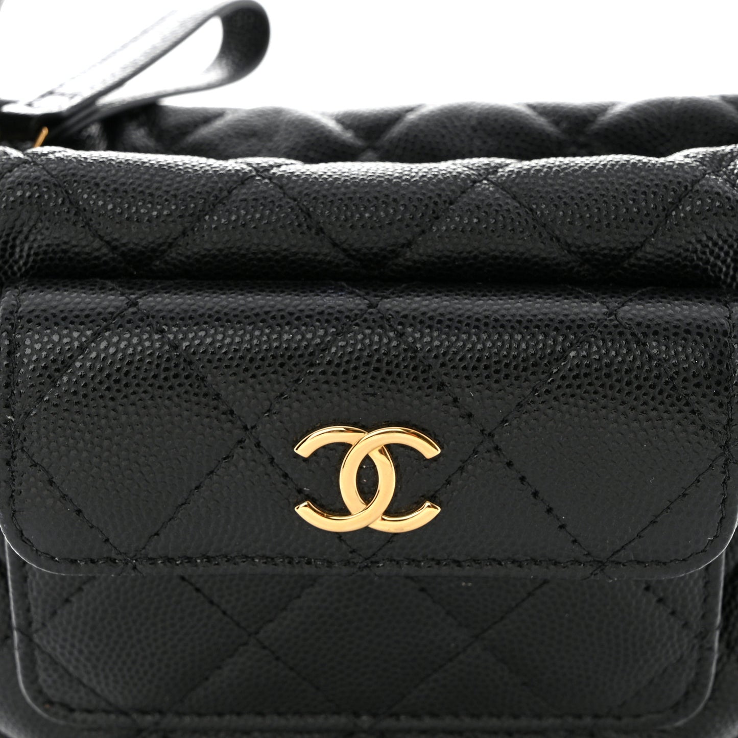 Caviar Quilted Polly Pocket Pouch Hobo Black