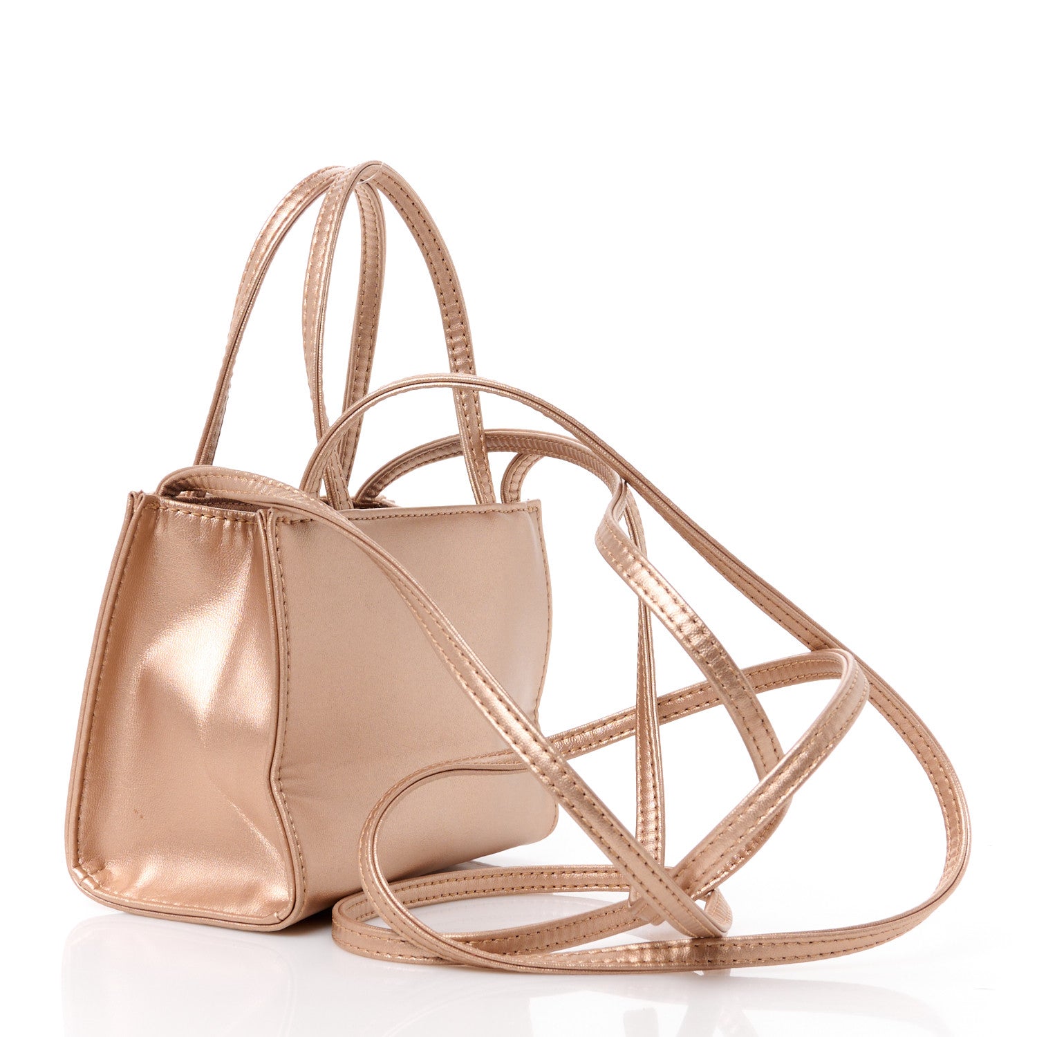 Telfar Metallic Vegan Leather Small Shopping Bag Copper 3 of 10