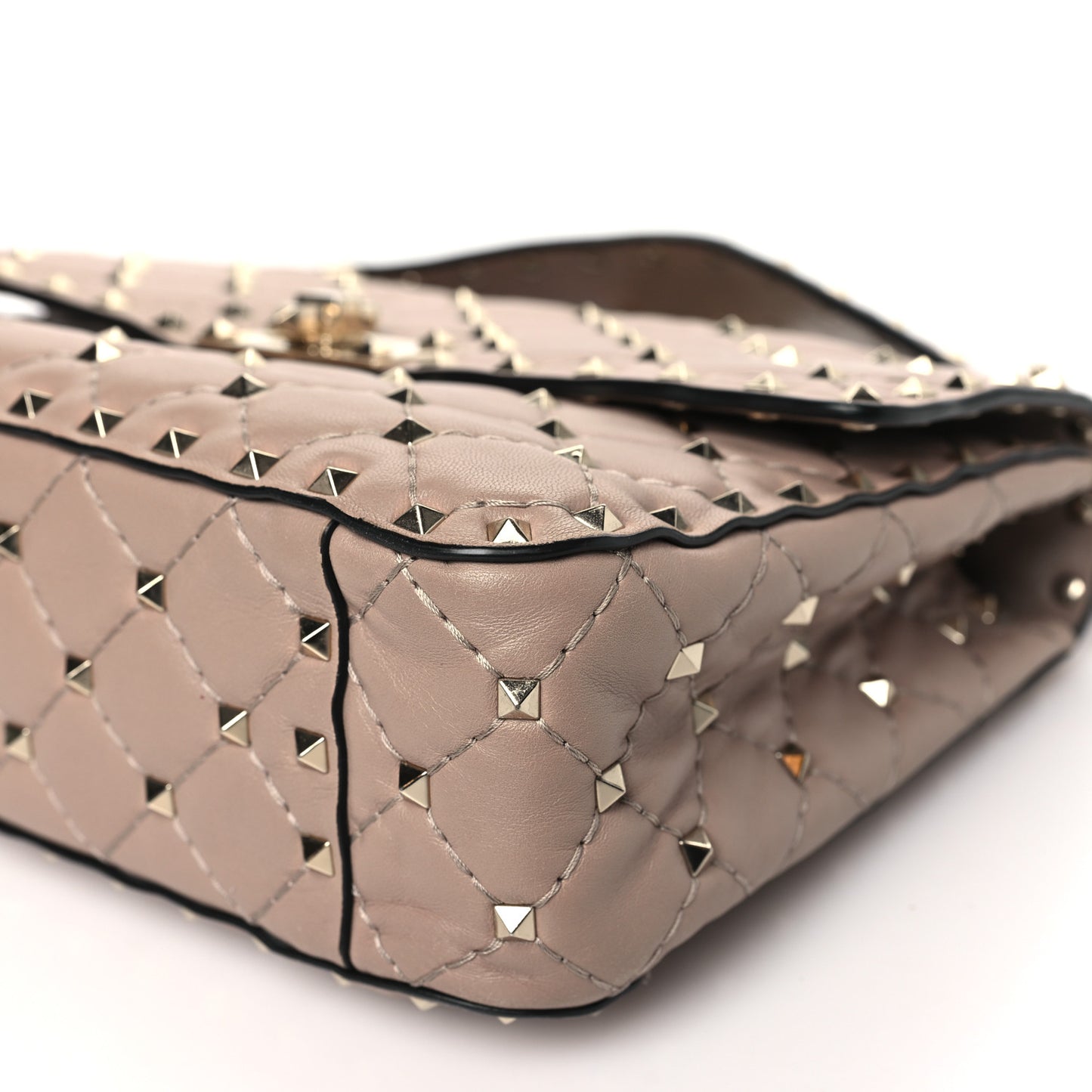 Lambskin Medium Rockstud Spike Shoulder Bag Poudre