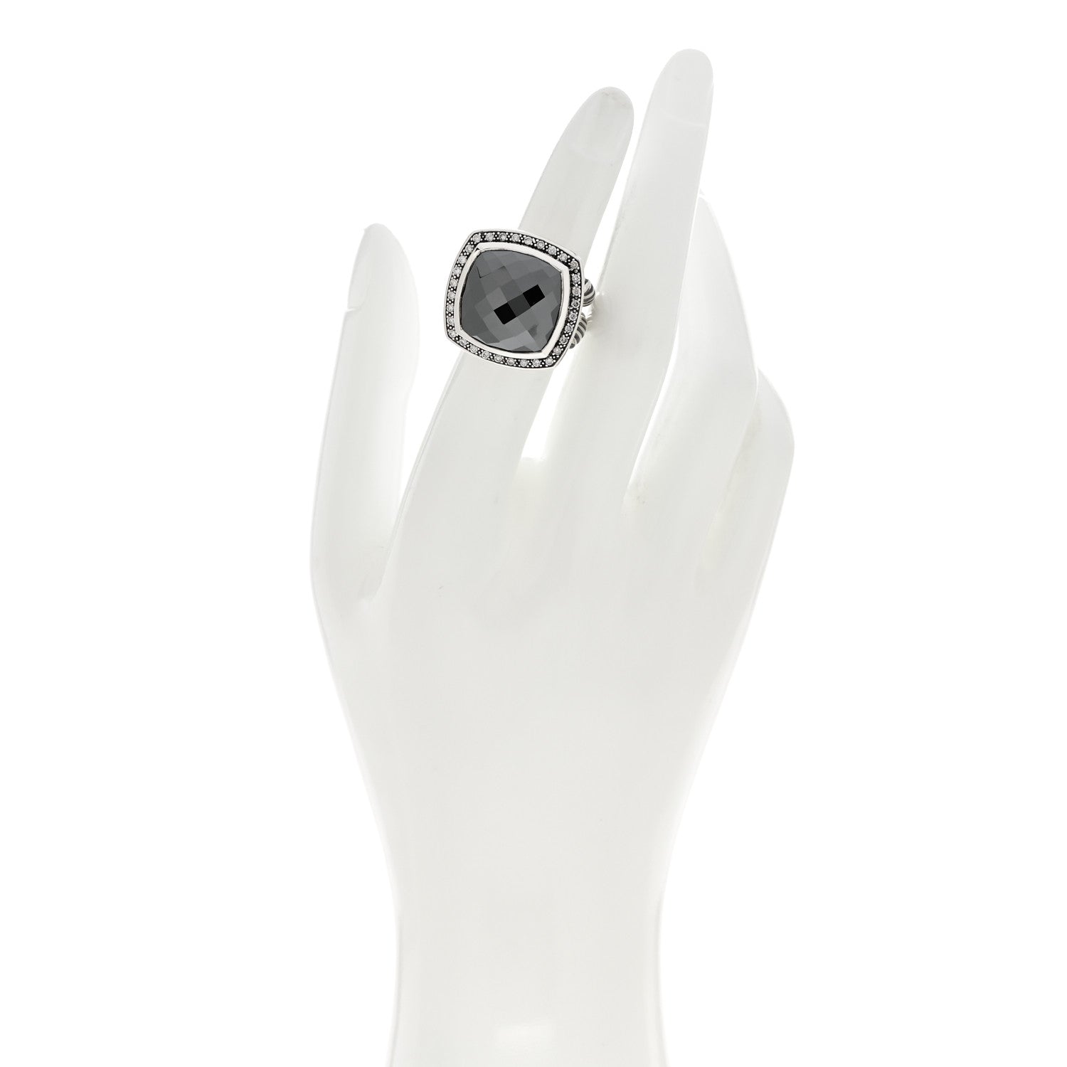 David Yurman Sterling Silver Diamond Hematine 17mm Albion Ring 53 6.5 2 of 5