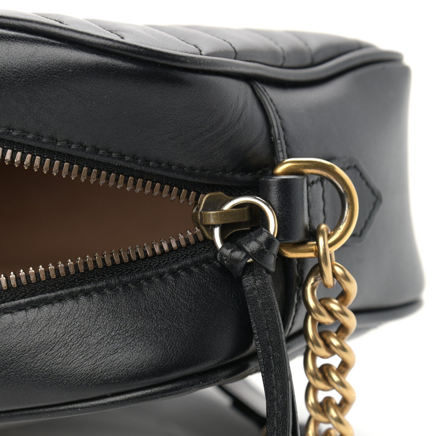 Calfskin Matelasse Small GG Marmont Chain Shoulder Bag Black