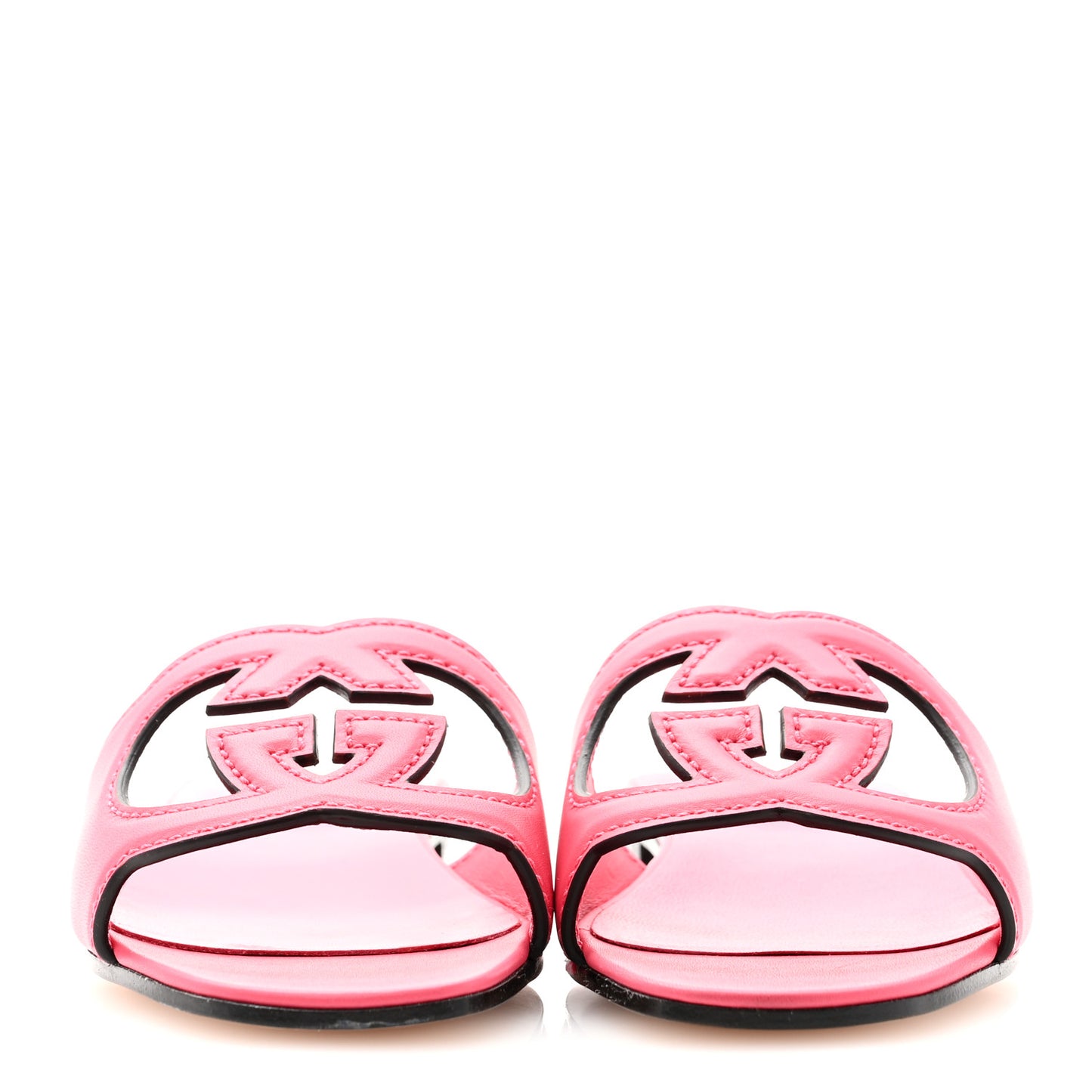 Cosmos Softy Calfskin Interlocking G Cut Out Slide Sandals 36 Rhodamine Pink