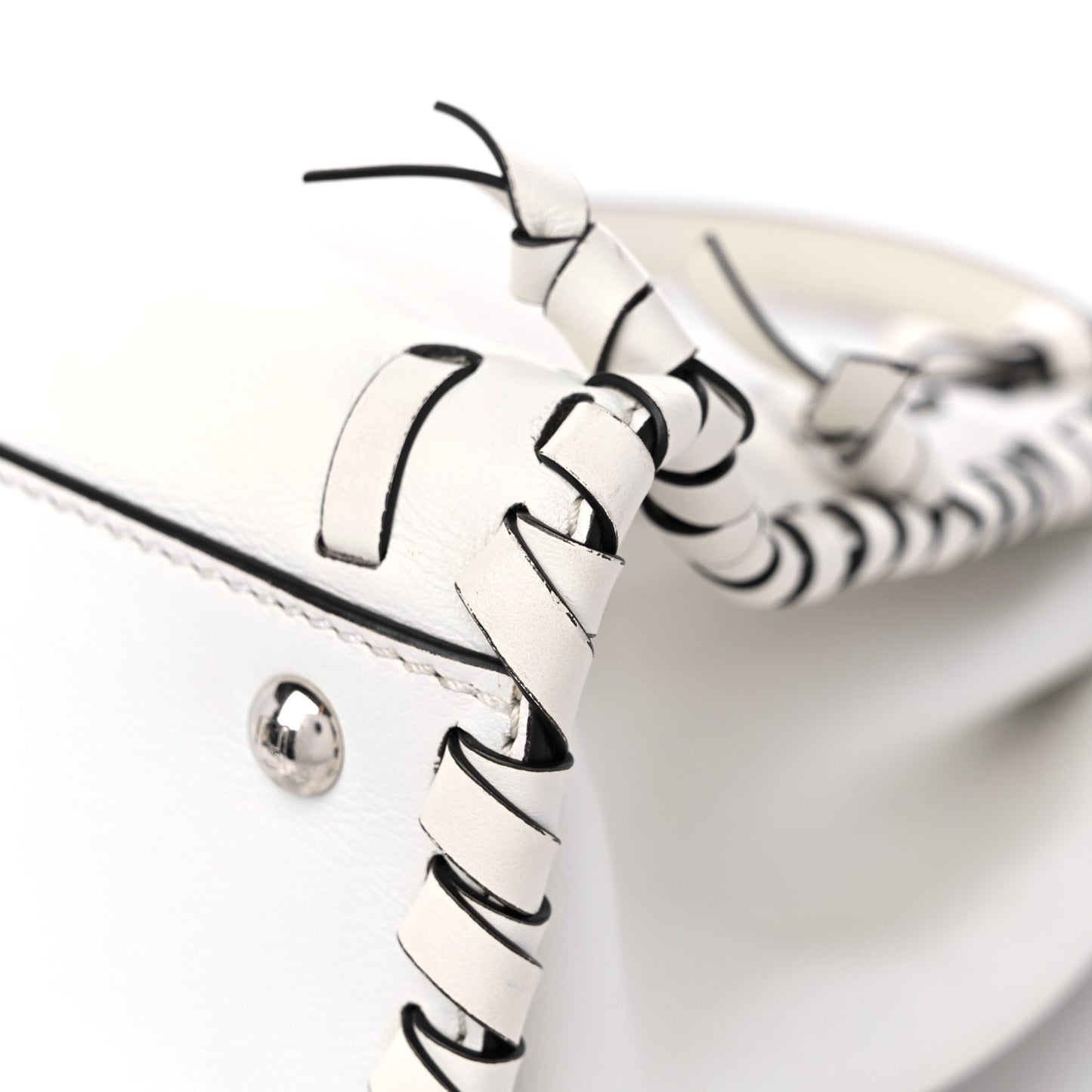 Vitello Seta Century Nappa Whipstitch Medium Peekaboo Iconic Satchel White