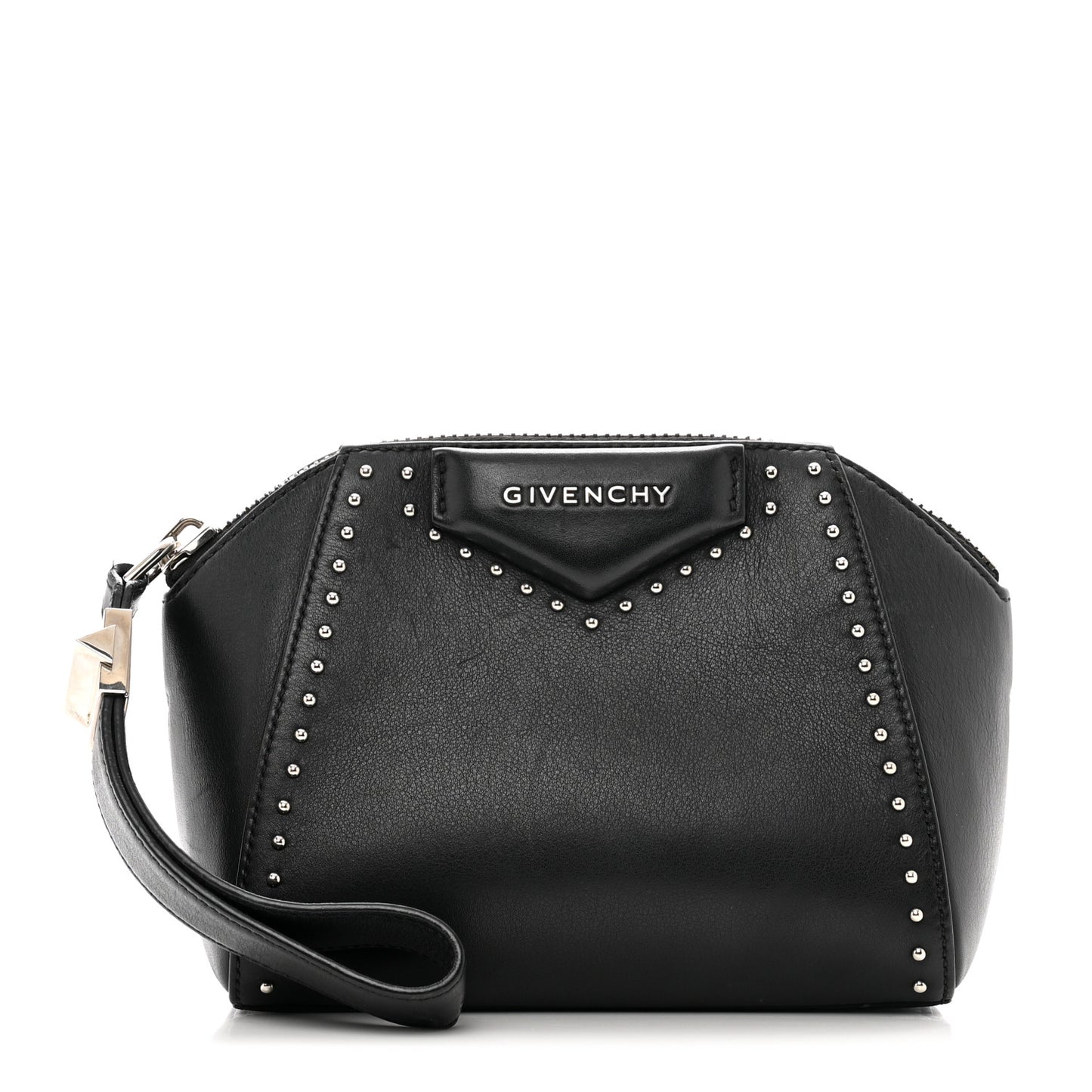 Calfskin Small Studded Antigona Beauty Wristlet Black