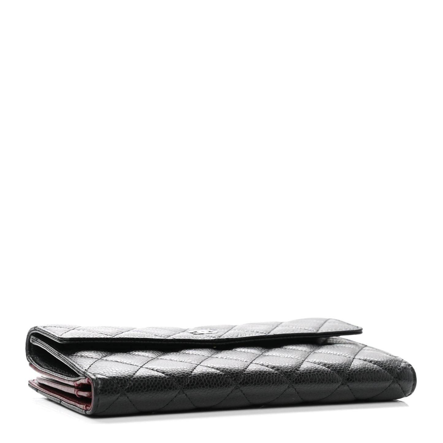Caviar Quilted CC Long Double Wallet Black