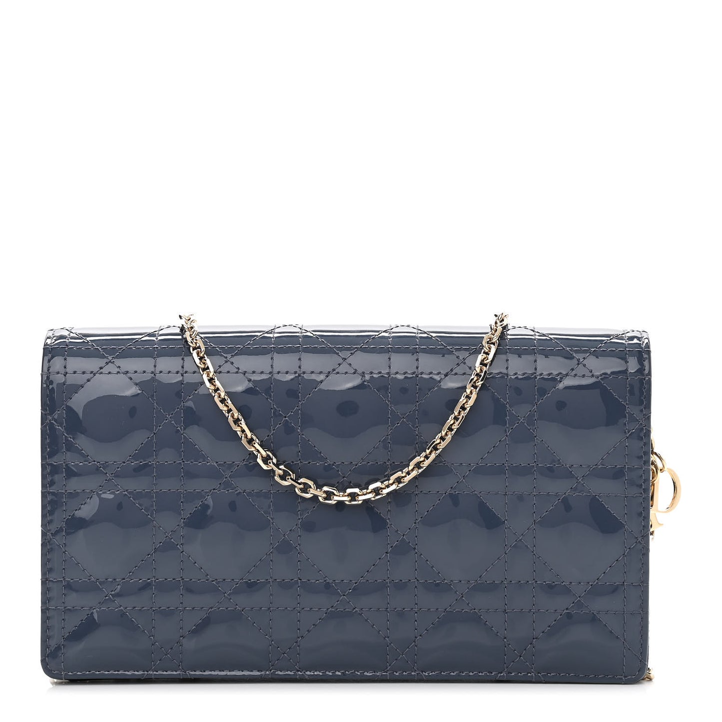 Patent Cannage Lady Dior Clutch Denim Blue