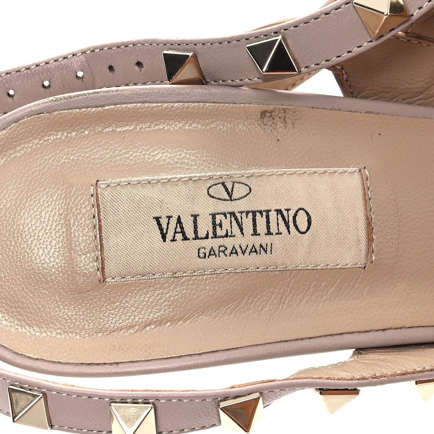 Valentino Garavani Pebbled Calfskin Rockstud Ankle Strap 100mm Pumps 40 Poudre 8 of 11