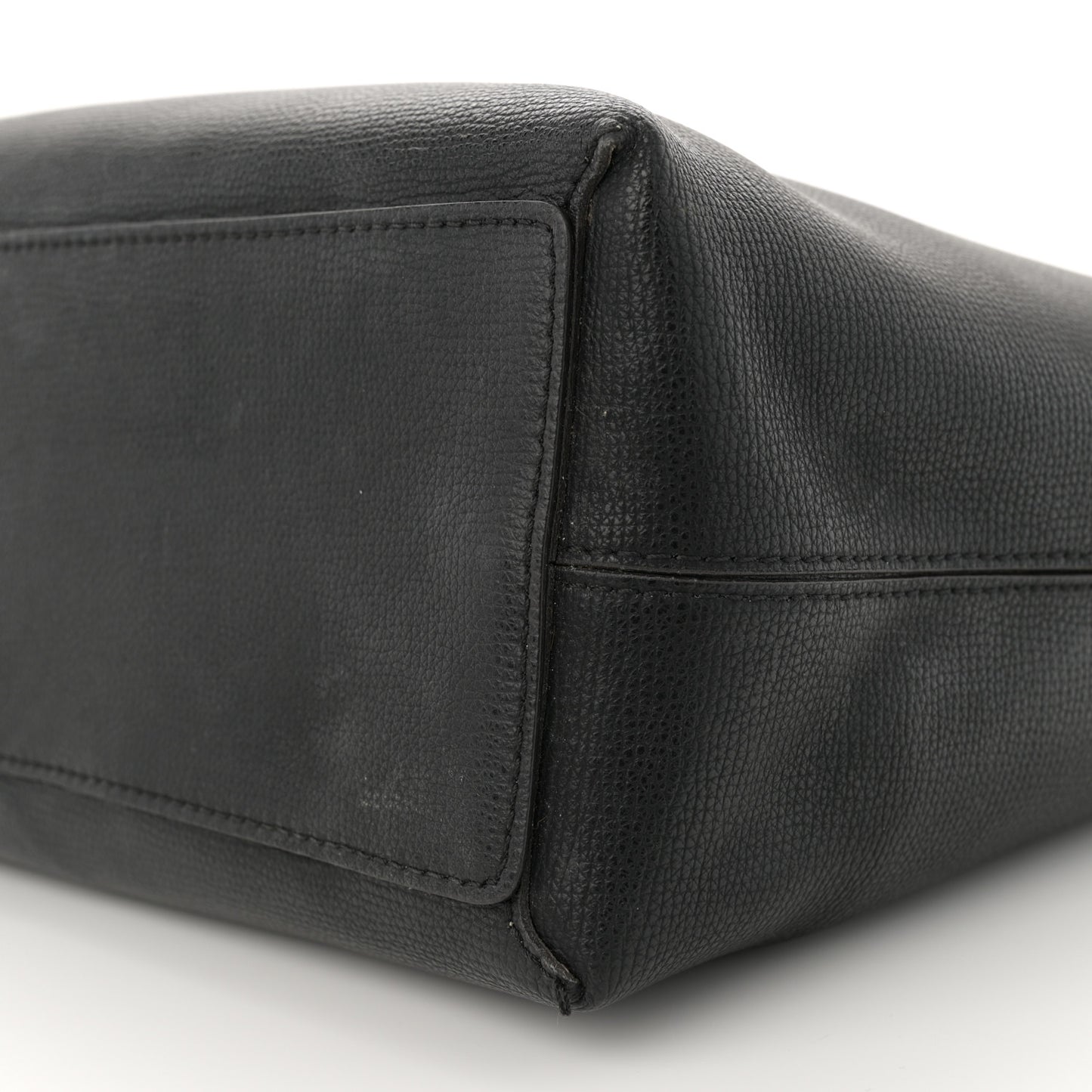 Grainy Calfskin Haymarket Check Medium Reversible Tote Black