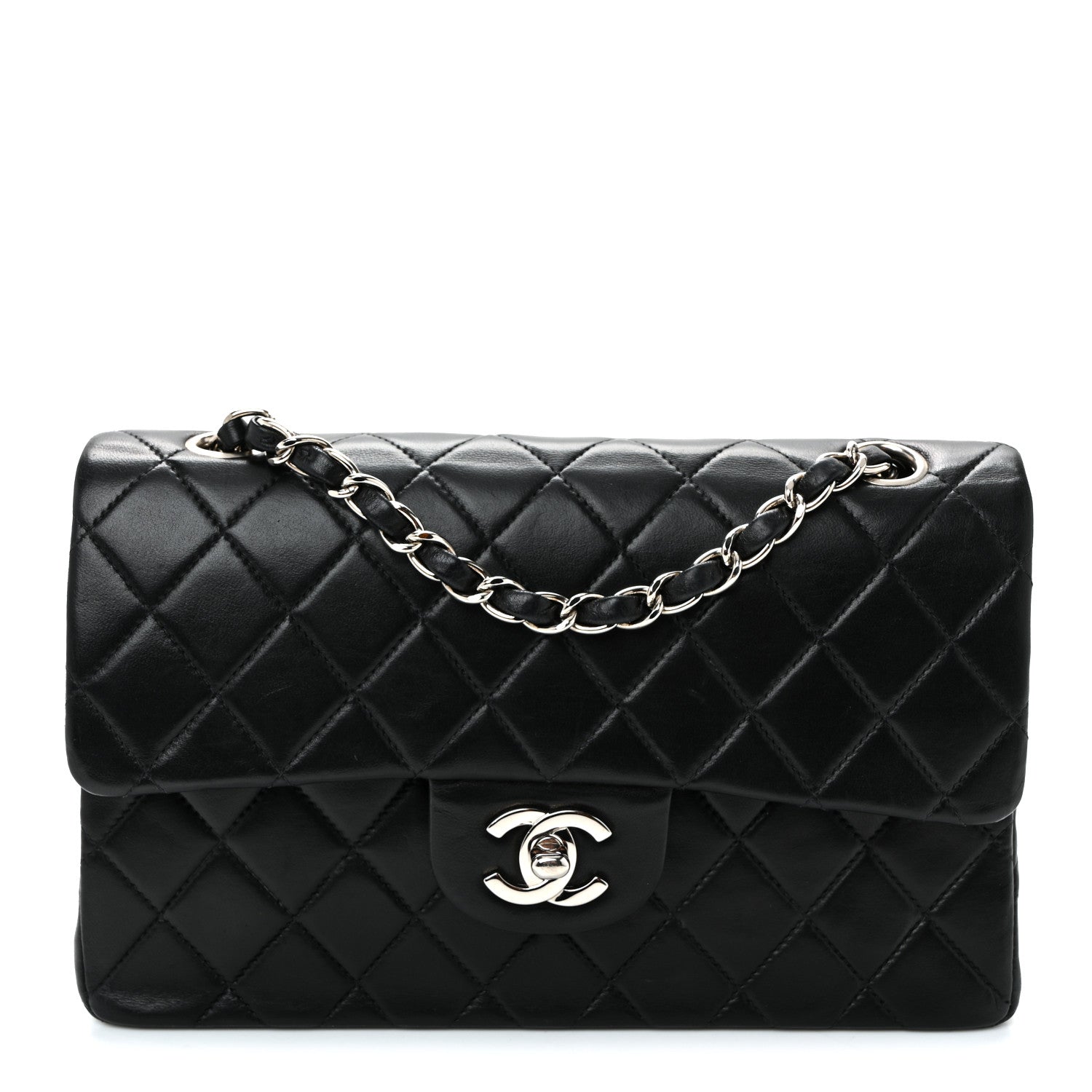 CHANEL 38 2/1 ブラック Chanel Lambskin Quilted Small Double Flap Black 1825367 – FASHIONPHILE