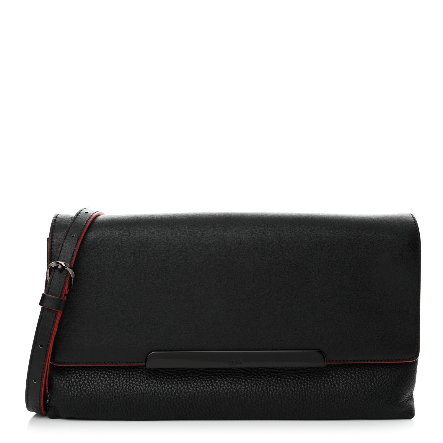 Christian Louboutin Calfskin Rougissime Flap Crossbody Clutch Black 1 of 12