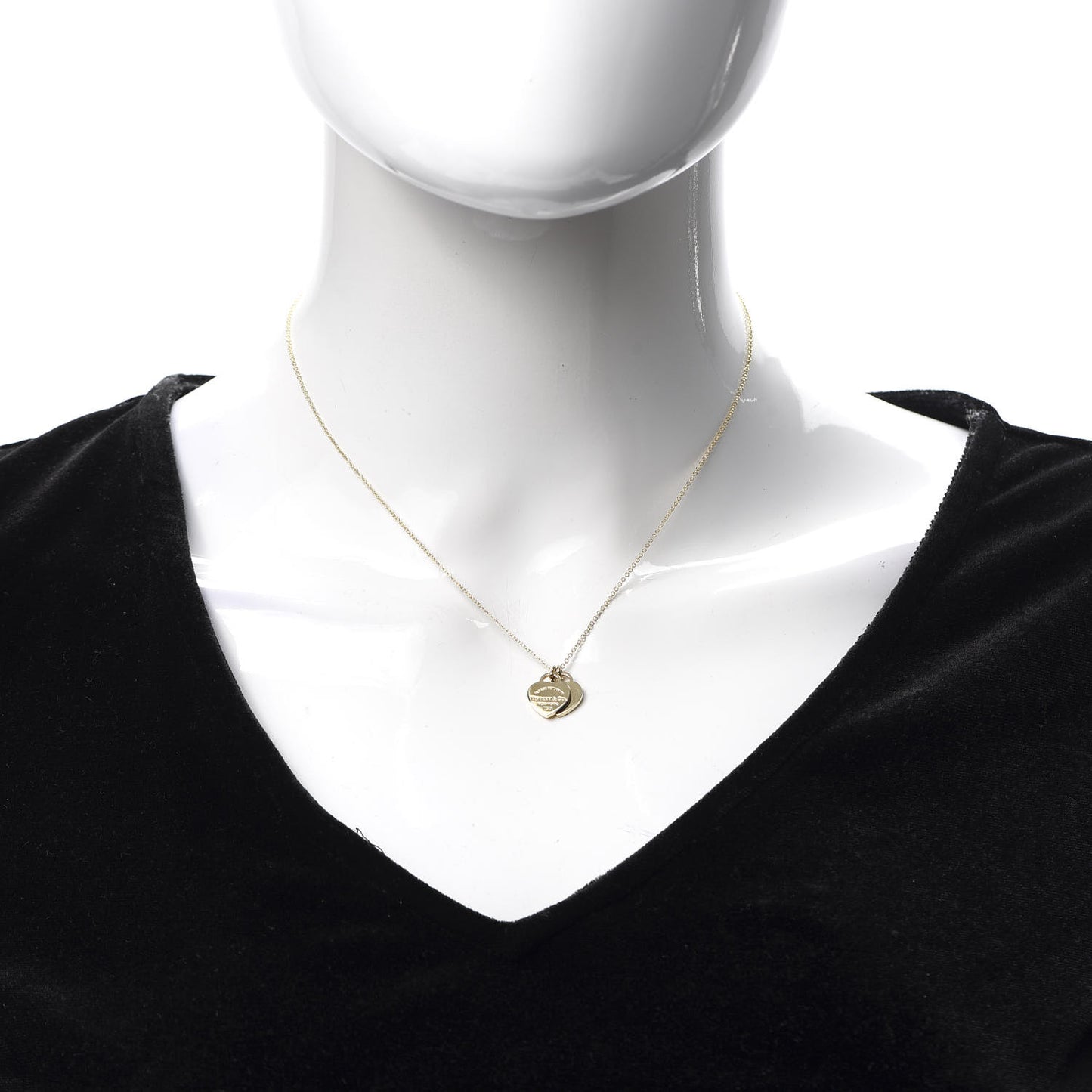 18K Yellow Gold Return to Mini Double Heart Tag Pendant Necklace