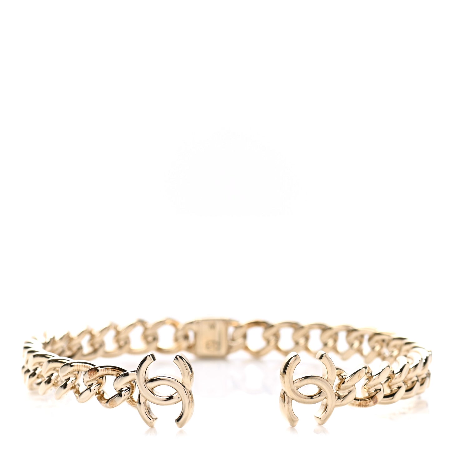 Metal CC Chain Link Choker Necklace M Gold