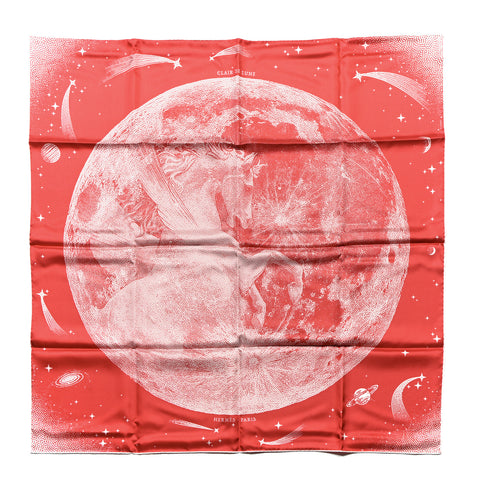 Silk Clair De Lune Double Face Scarf 90 Rose Vif White Rouge