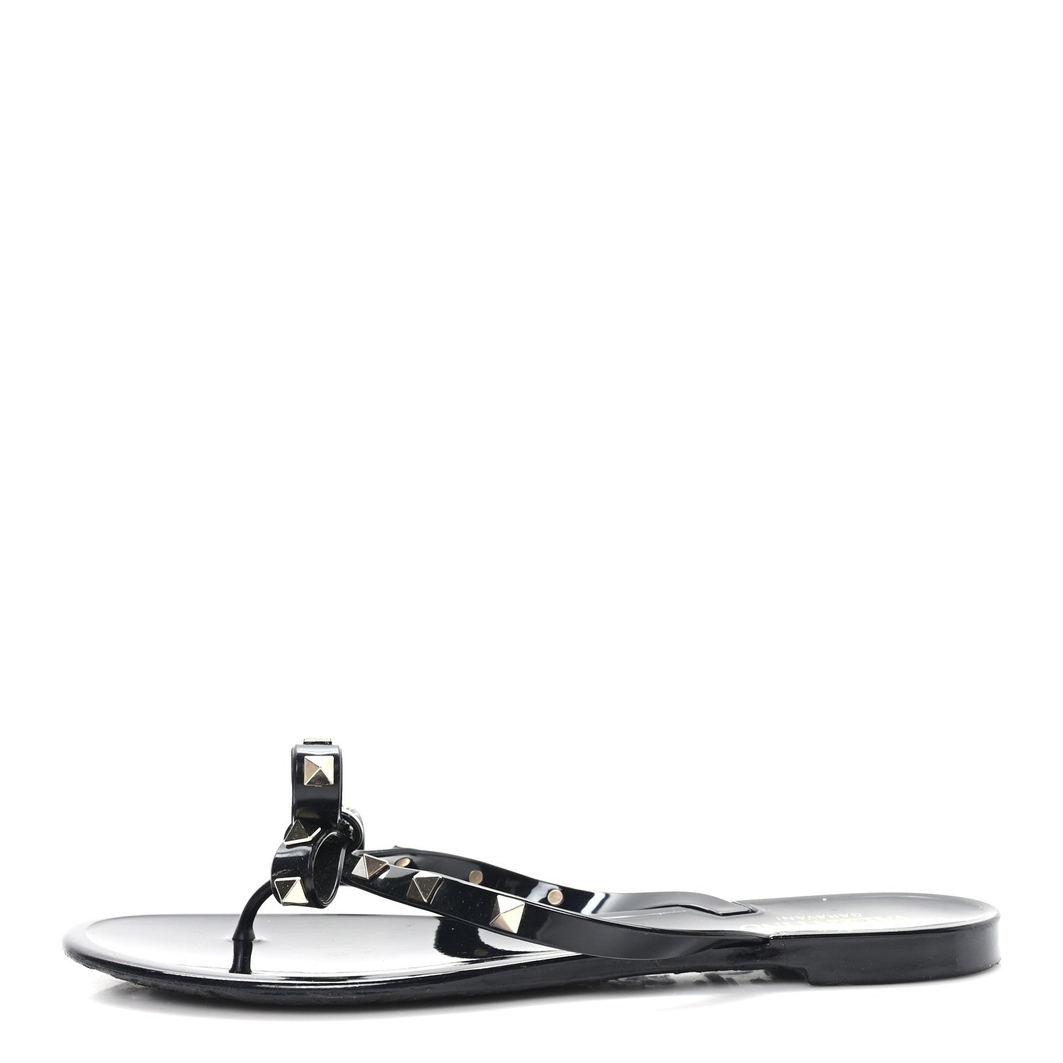 Valentino Garavani PVC Jelly Rockstud Bow Thong Sandals 40 Black