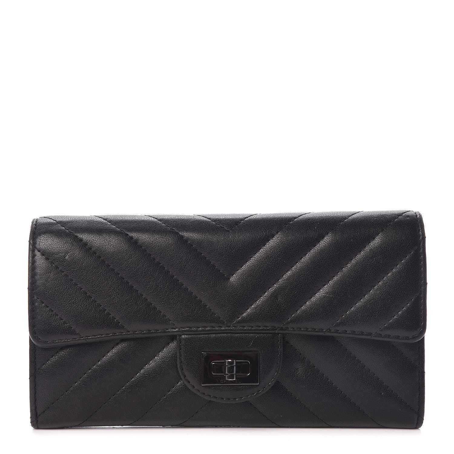Chanel Sheepskin Chevron Quilted 2.55 Reissue Flap Wallet So Black 1 of 17
