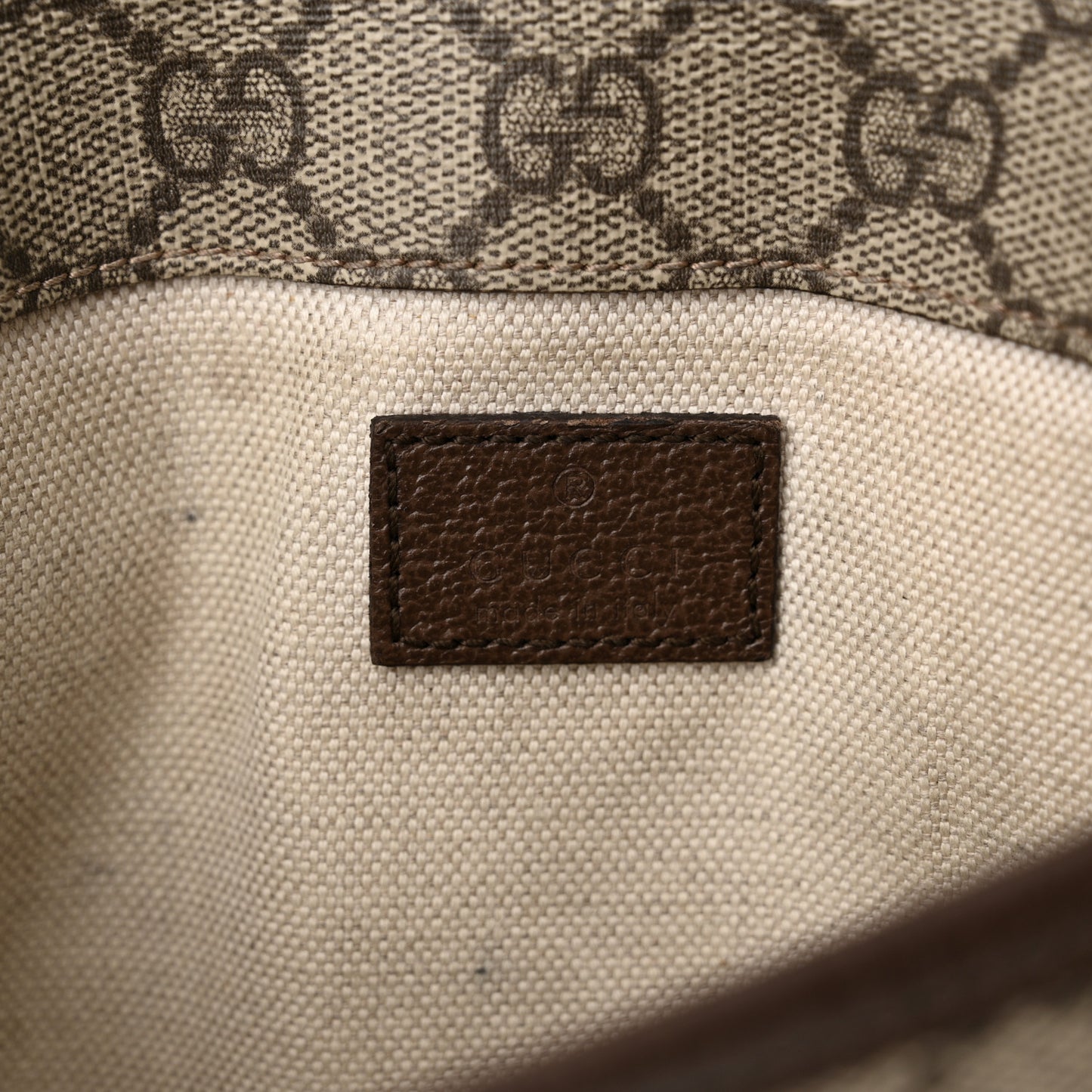 GG Supreme Monogram Web Small Ophidia Belt Bag Brown