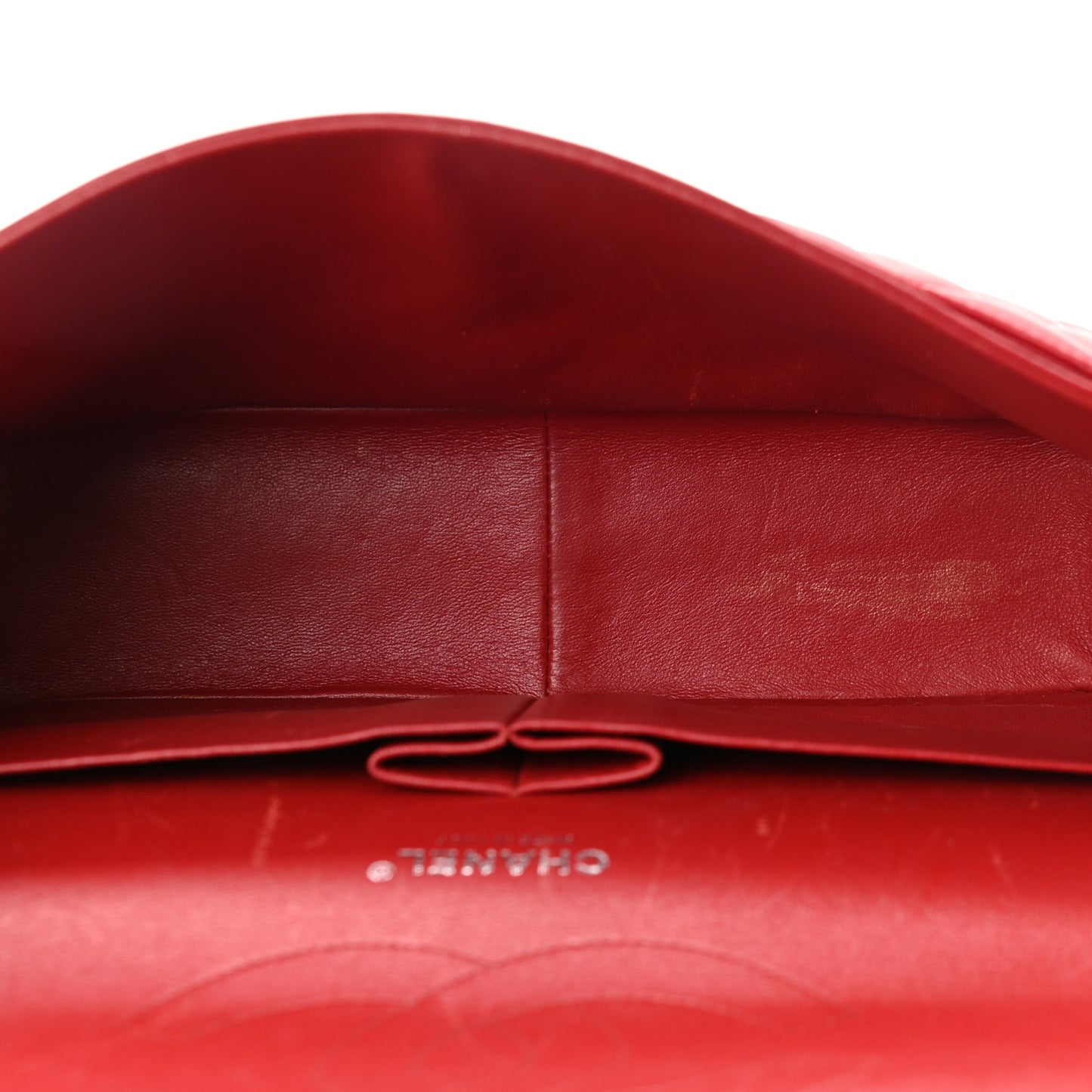 Lambskin Quilted Jumbo Double Flap Red