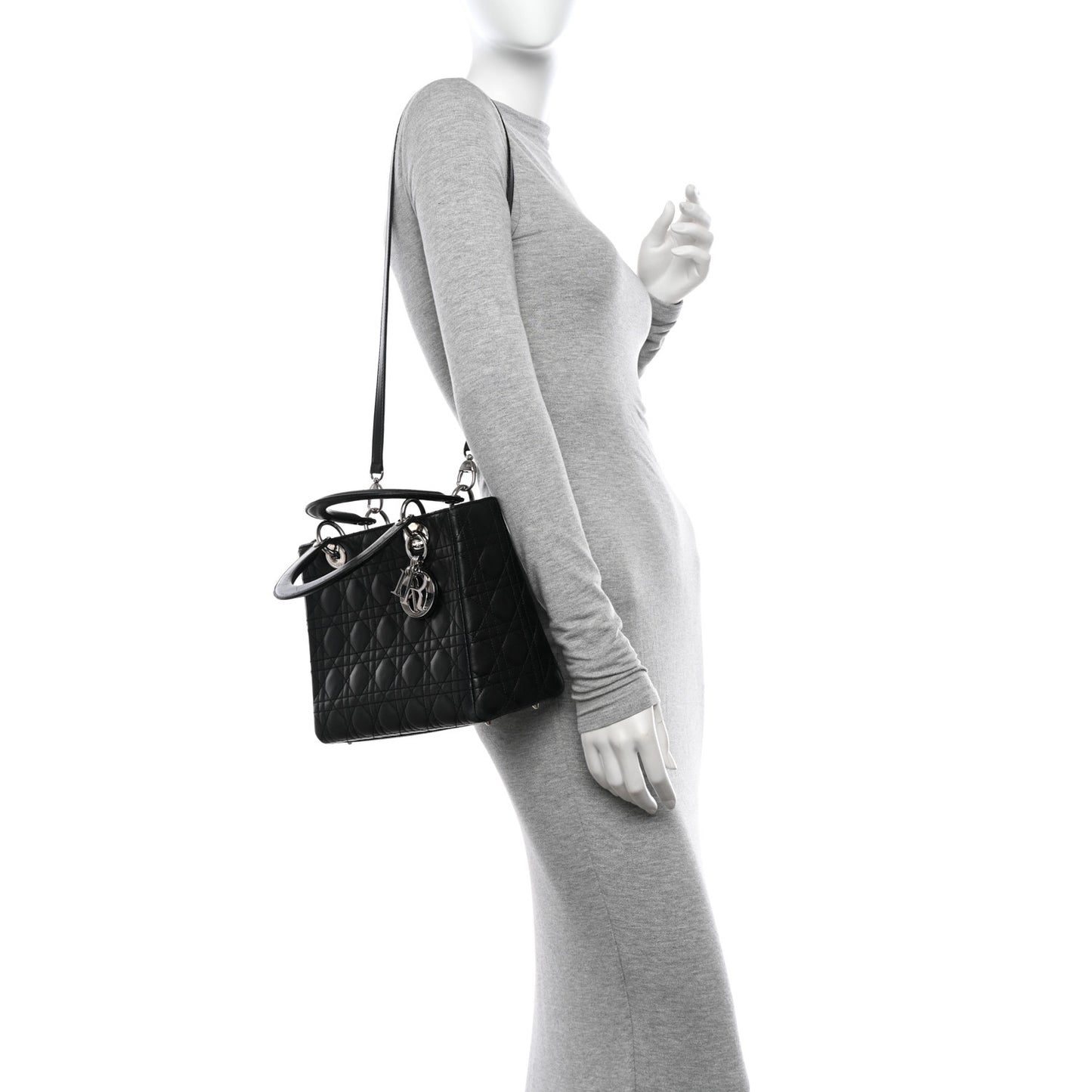Lambskin Cannage Medium Lady Dior Black