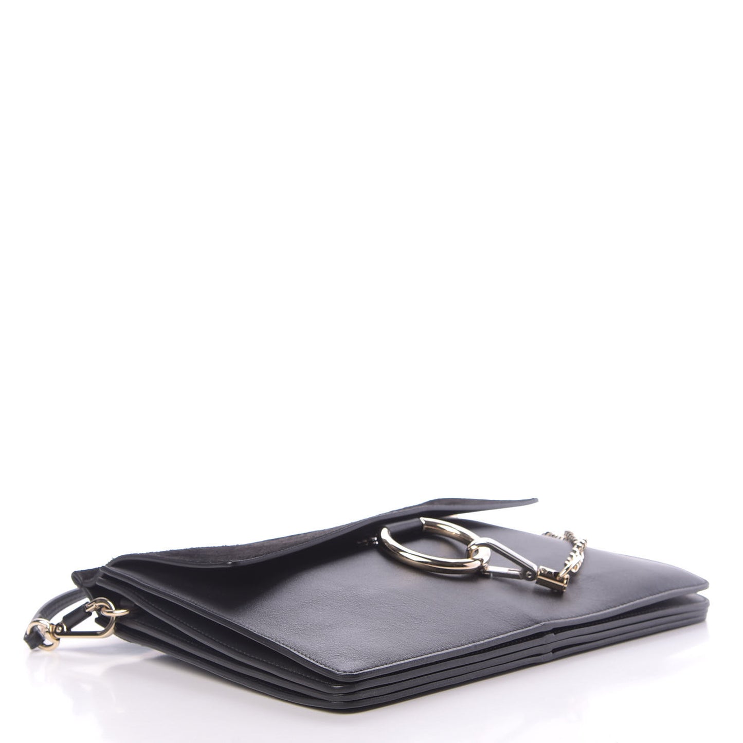 Suede Calfskin Medium Faye Shoulder Bag Black