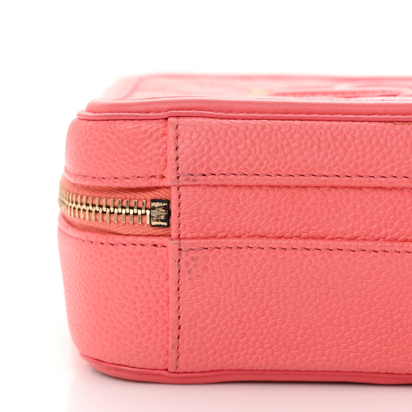 Caviar Quilted Small CC Filigree Vanity Case Coral