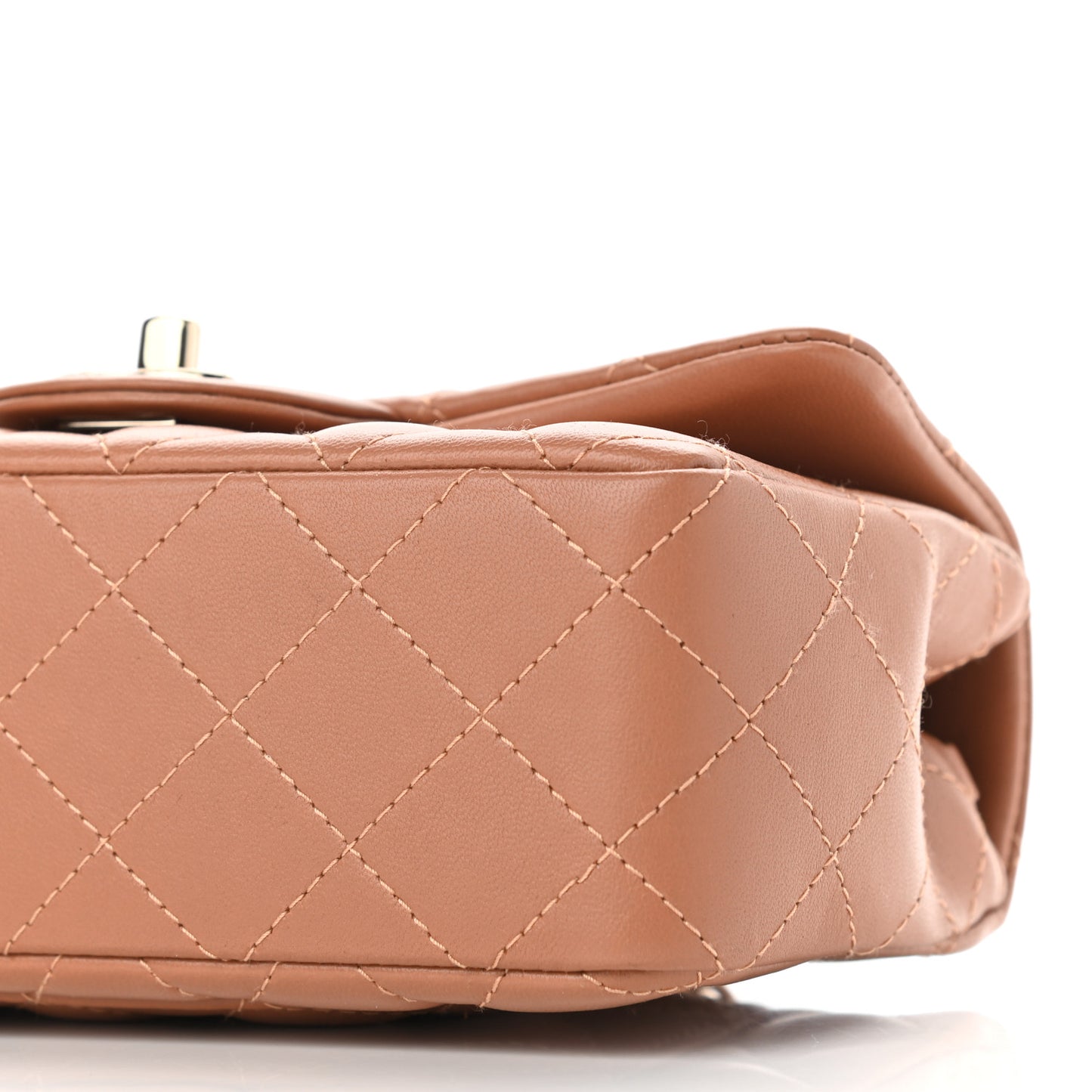 Lambskin Quilted Mini Rectangular Flap Brown