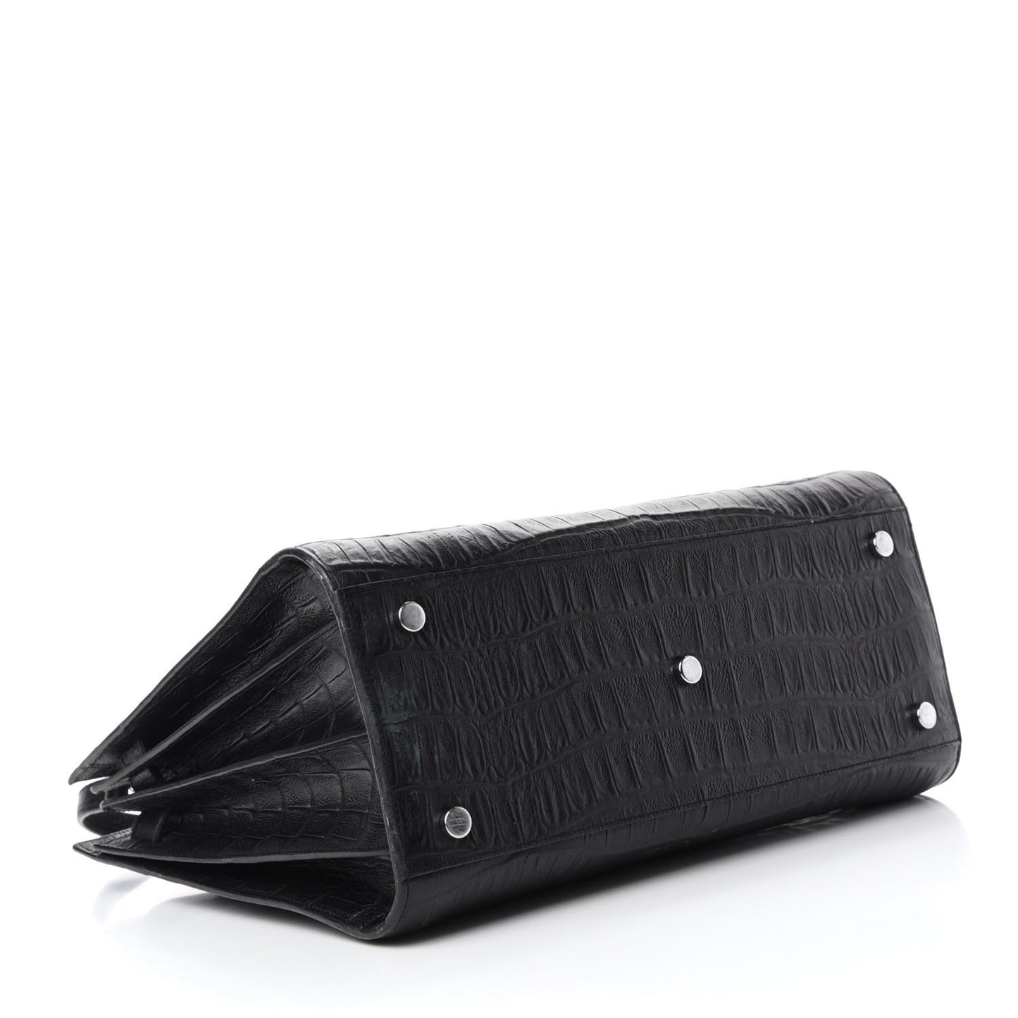 Calfskin Crocodile Embossed Small Sac De Jour Black