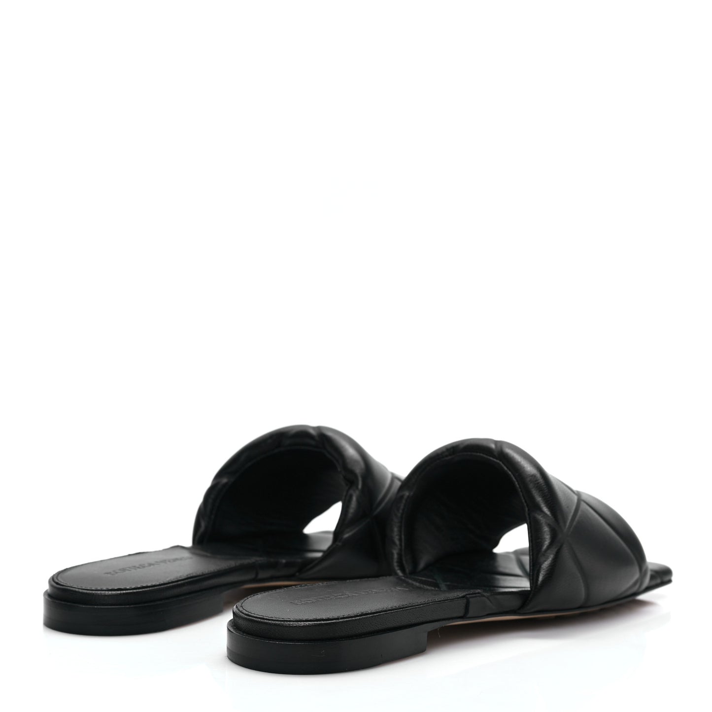Nappa Quilted Rubber Lido Flat Sandals 36 Black
