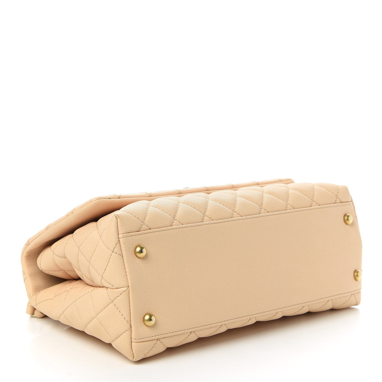 Caviar Quilted Small Coco Handle Flap Light Beige