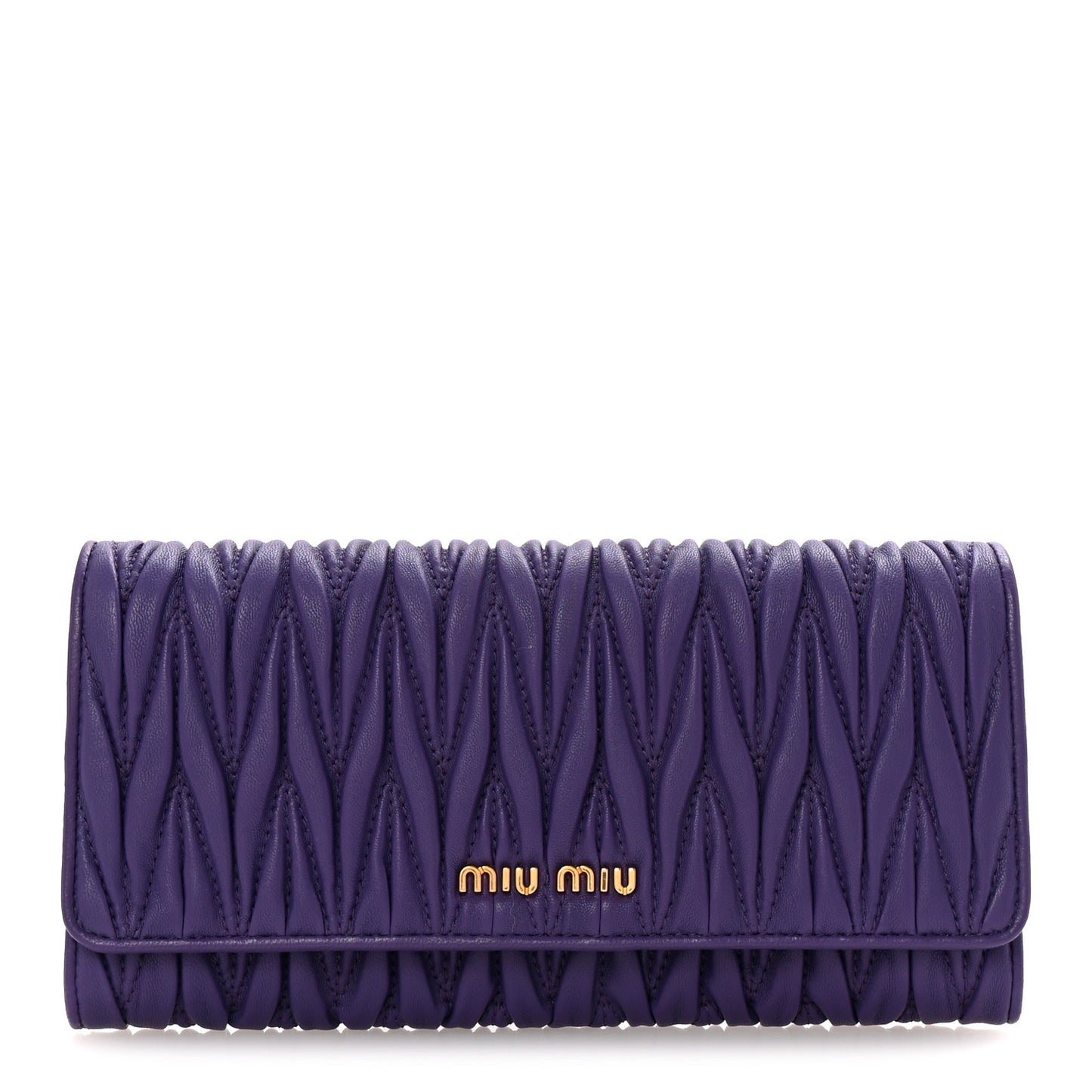 Nappa Matelasse Flap Wallet Purple