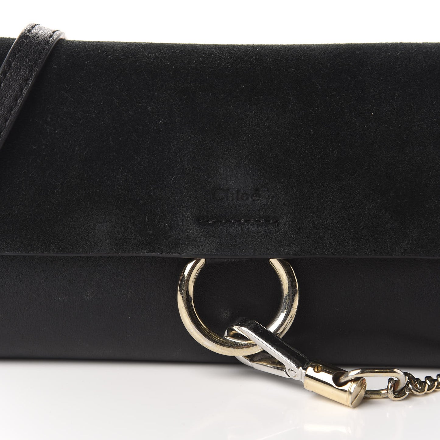 Suede Calfskin Mini Faye Shoulder Bag Black