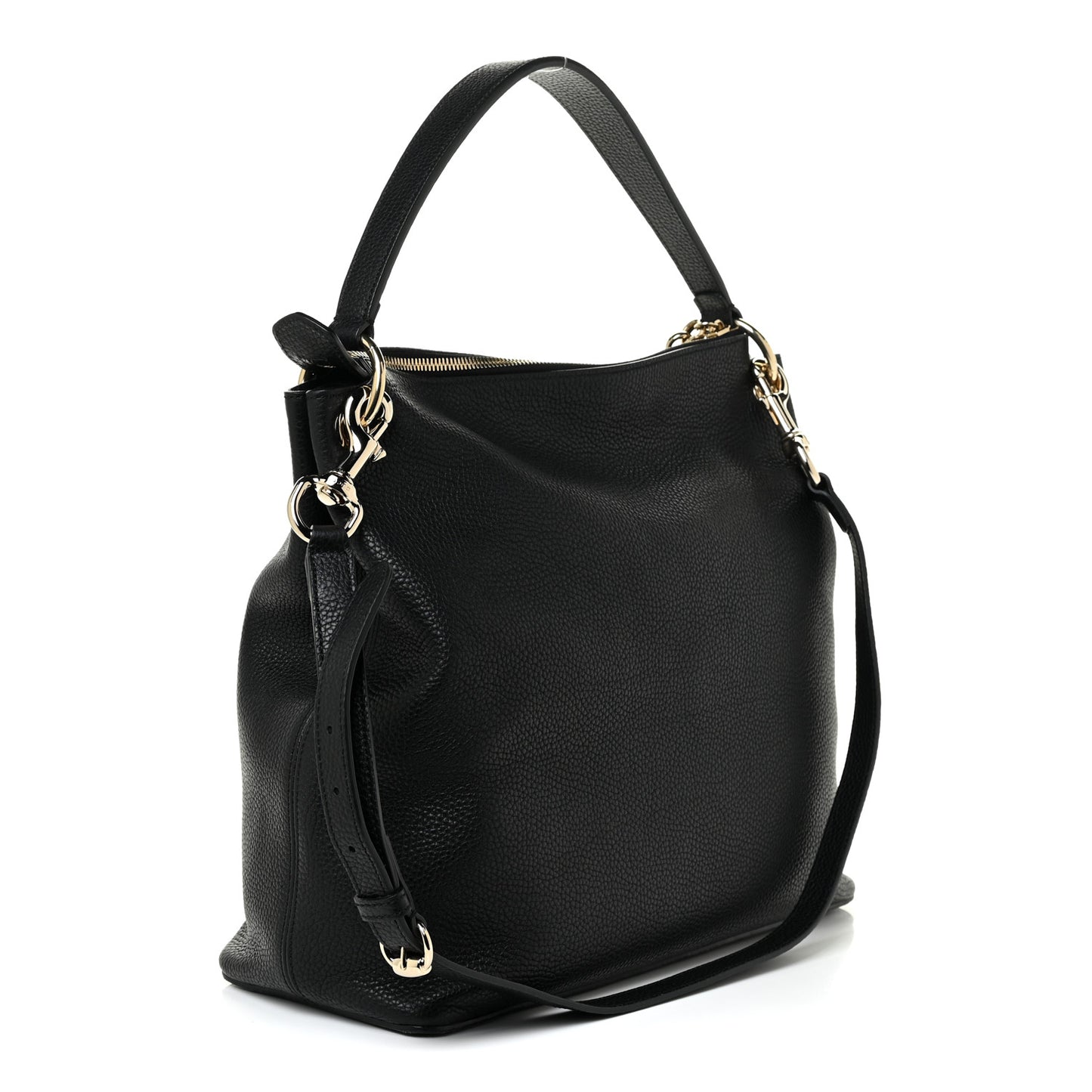 Pebbled Calfskin Large Soho Hobo Black