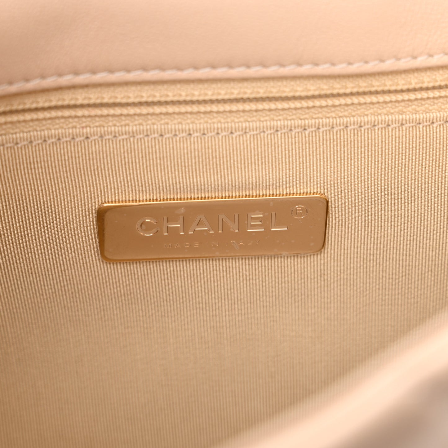 Goatskin Quilted Medium Chanel 19 Flap Light Beige