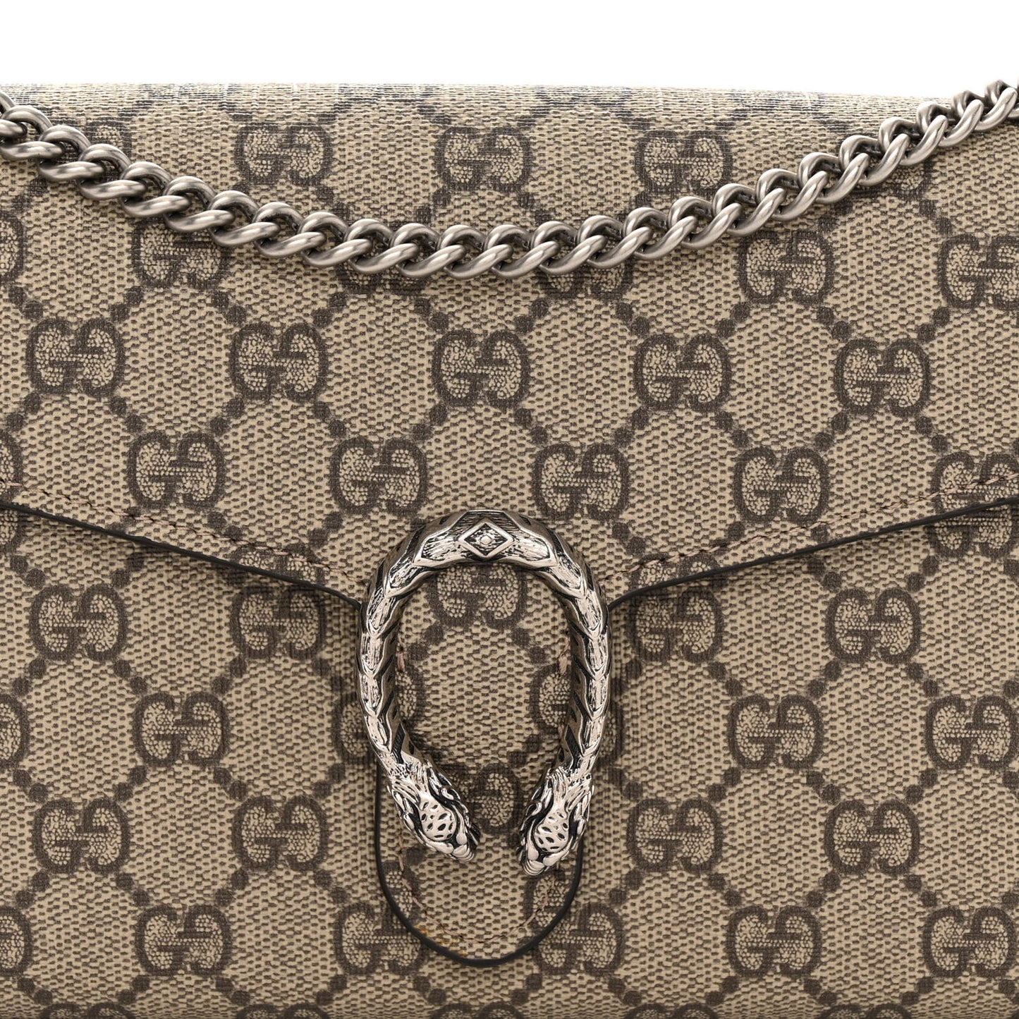 GG Supreme Monogram Mini Dionysus Chain Wallet Beige Taupe