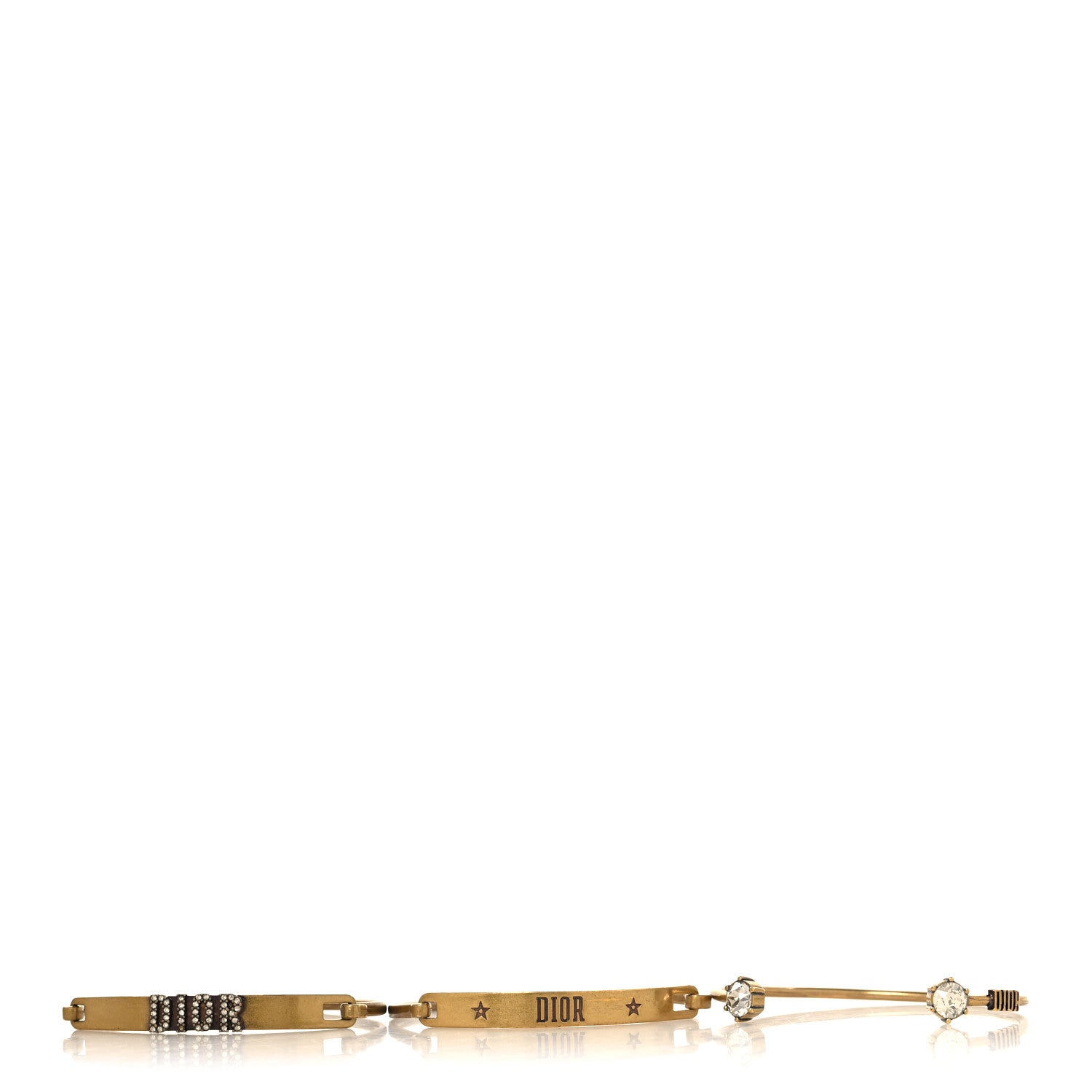 Christian Dior Metal Crystal Dio(r)evolution Bracelet Set Gold