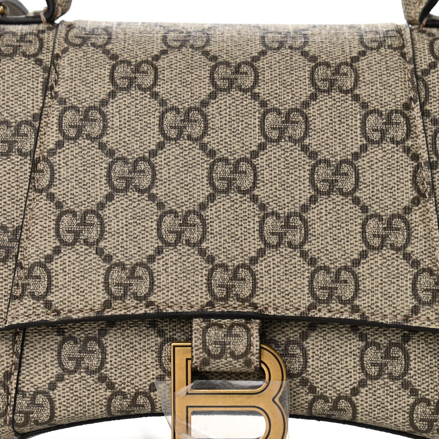 Balenciaga X GUCCI GG Supreme Monogram Small Hourglass Top Handle Bag Beige Ebony 8 of 10