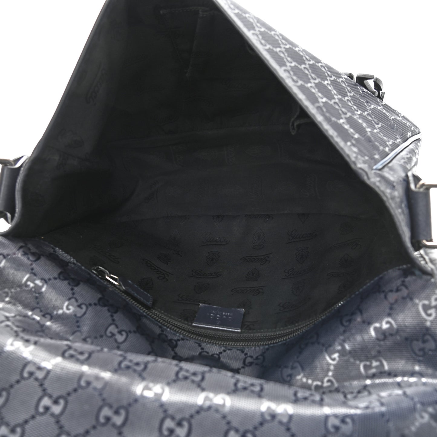 Imprime Monogram Medium Double Buckle Flap Messenger Bag Navy