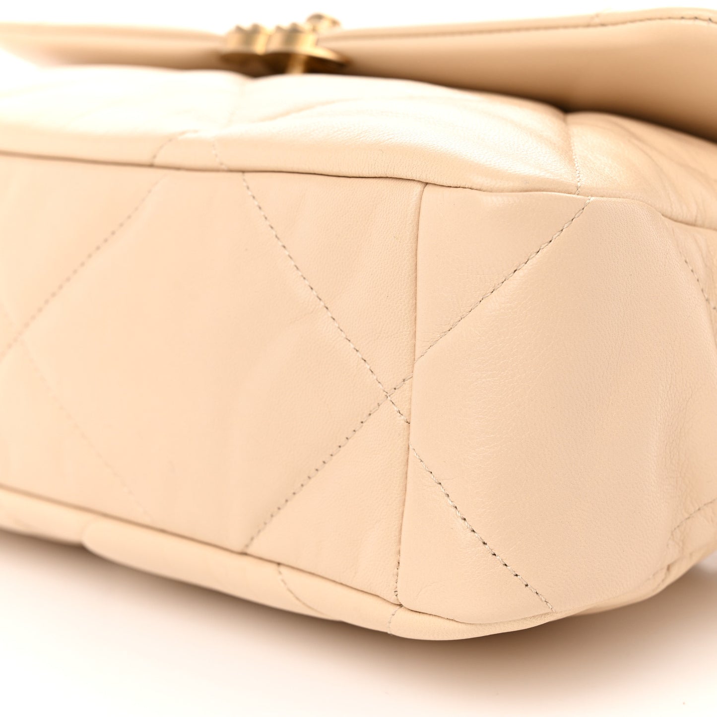 Goatskin Quilted Large Chanel 19 Flap Beige