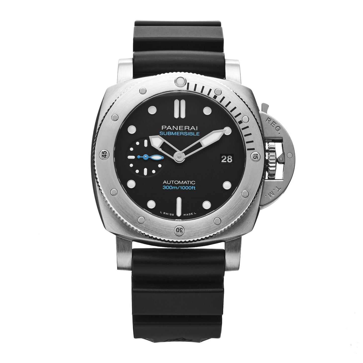 Stainless Steel Rubber 42mm Luminor Submersible Automatic Watch Black PAM00973