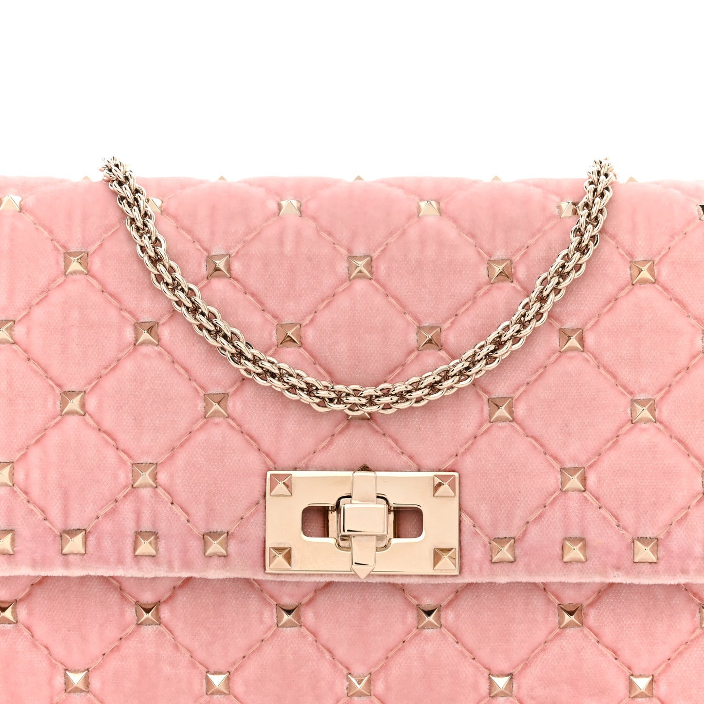 Velvet Rockstud Spike Wallet on Chain Water Rose
