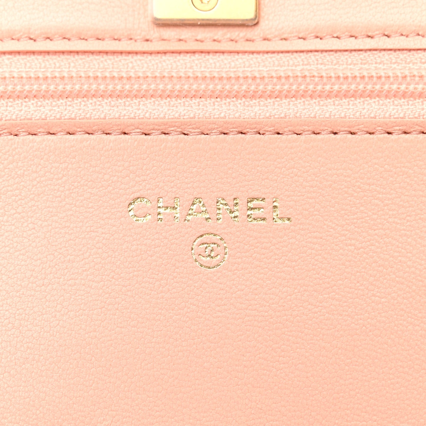 Lambskin Quilted Pearl Crush Wallet on Chain WOC Light Orange