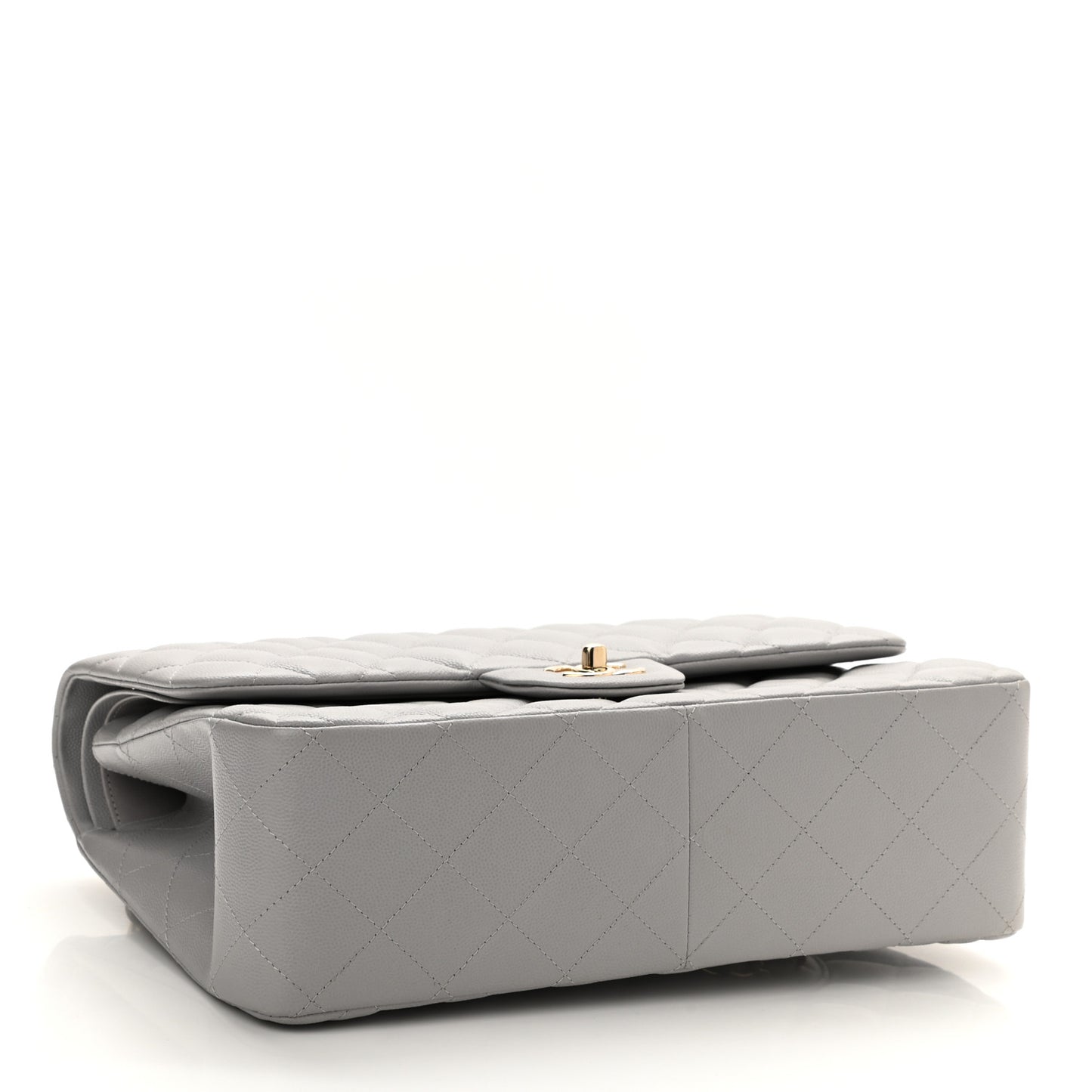 Caviar Quilted Jumbo Double Flap Grey
