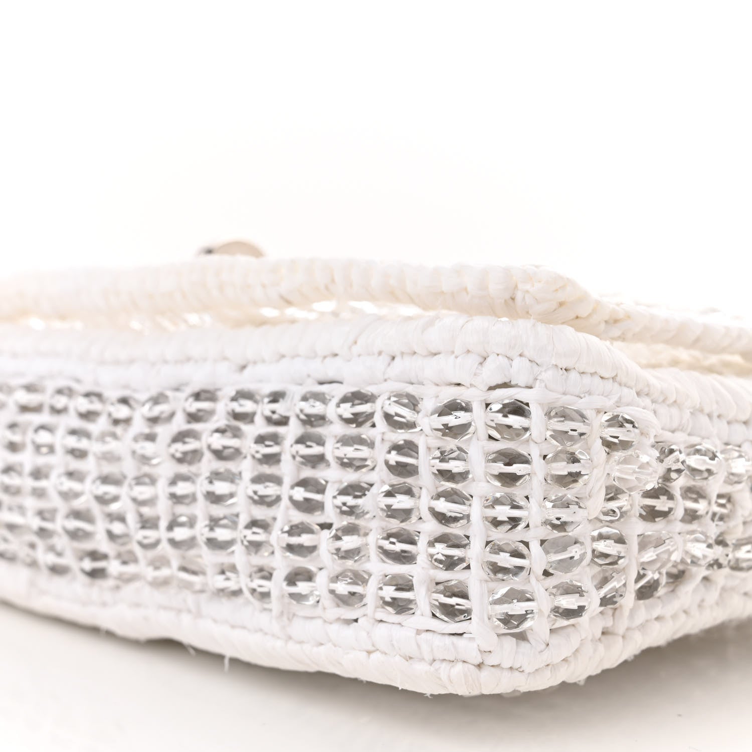 Miu Miu Raffia Beaded Flap Shoulder Flap White 10 of 10